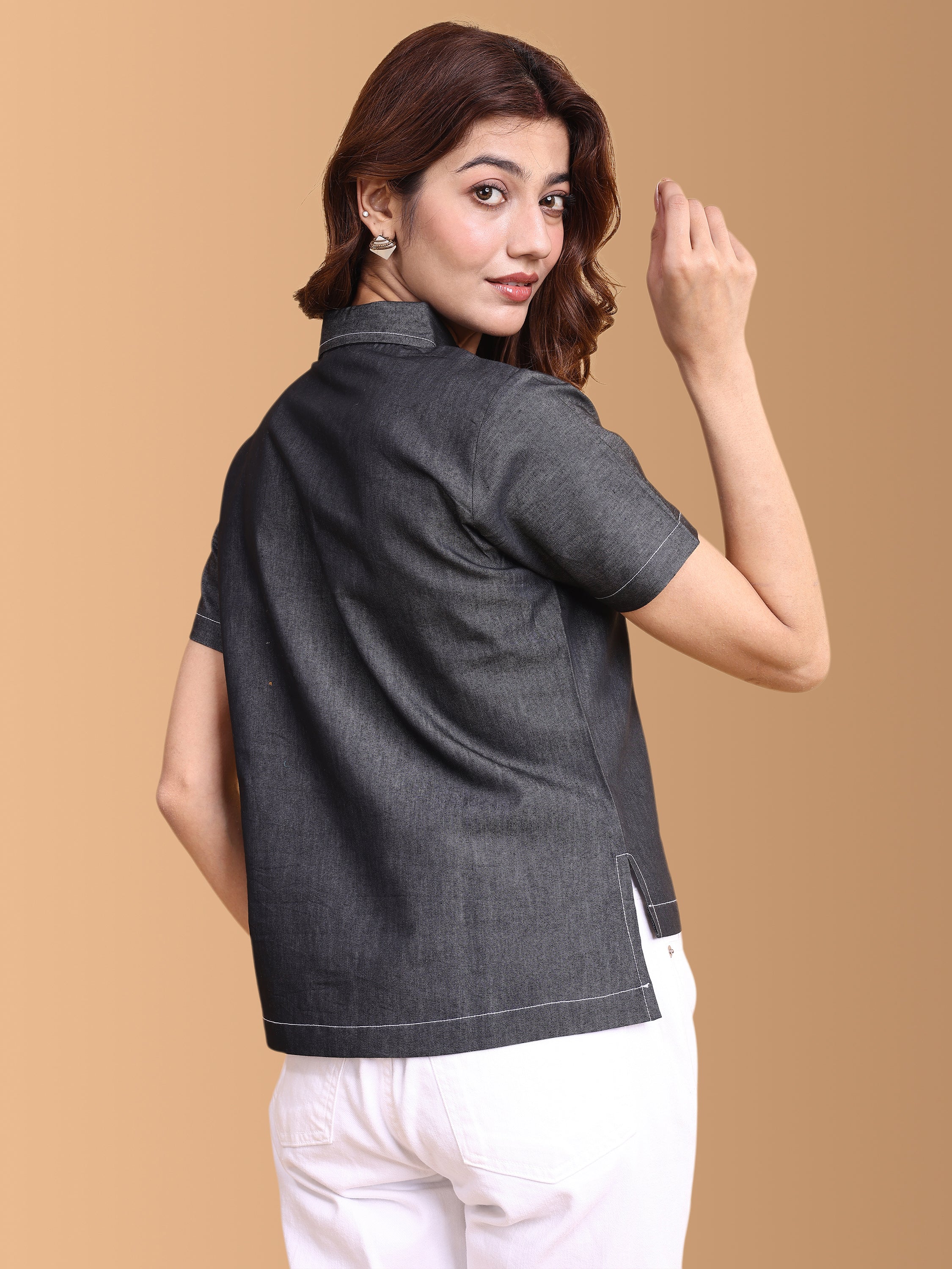 Women Denim Shirt Style Top