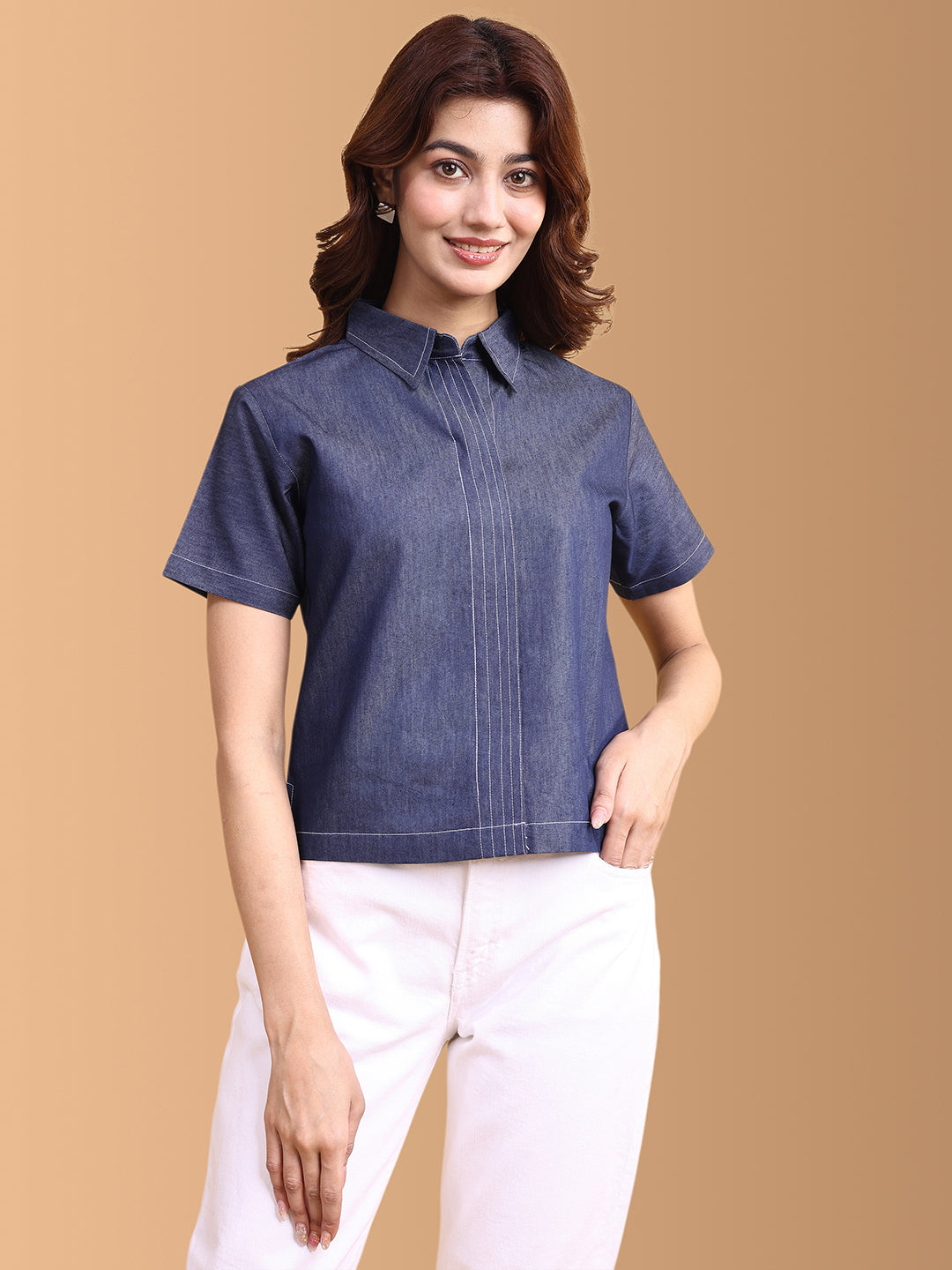 Women Denim Shirt Style Top