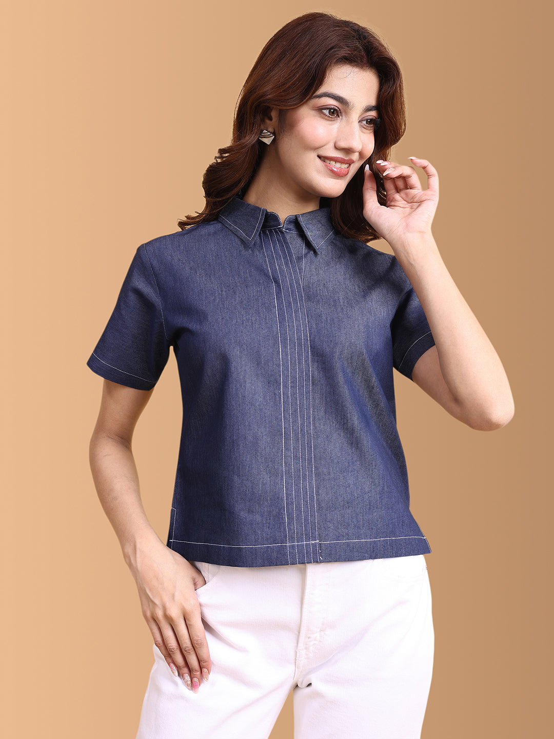 Women Denim Shirt Style Top