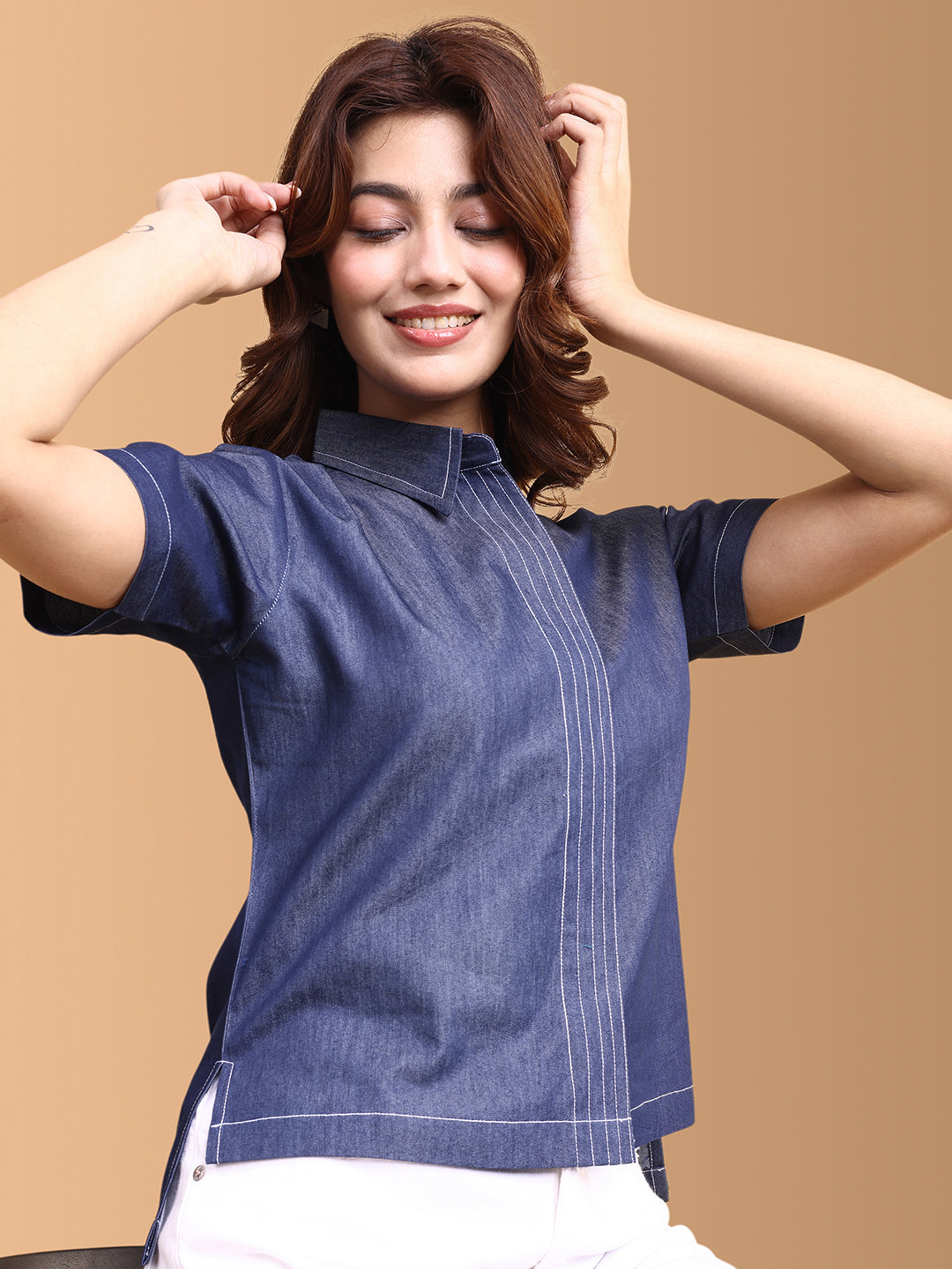 Women Denim Shirt Style Top
