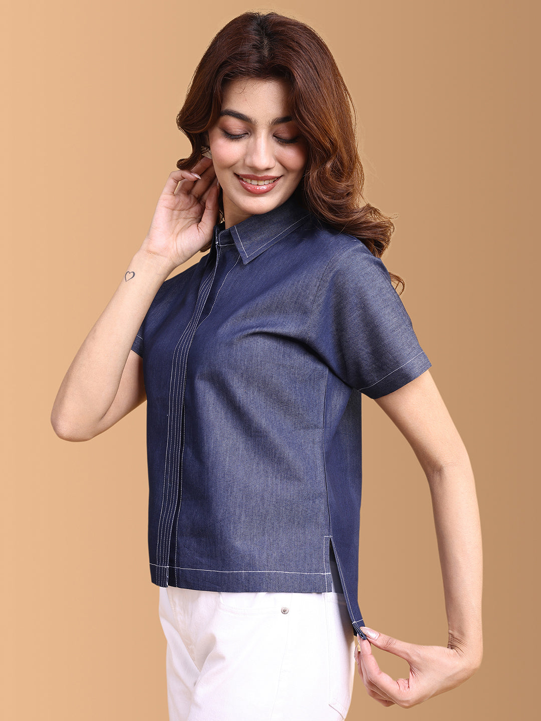 Women Denim Shirt Style Top