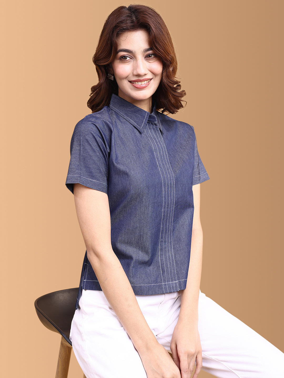 Women Denim Shirt Style Top