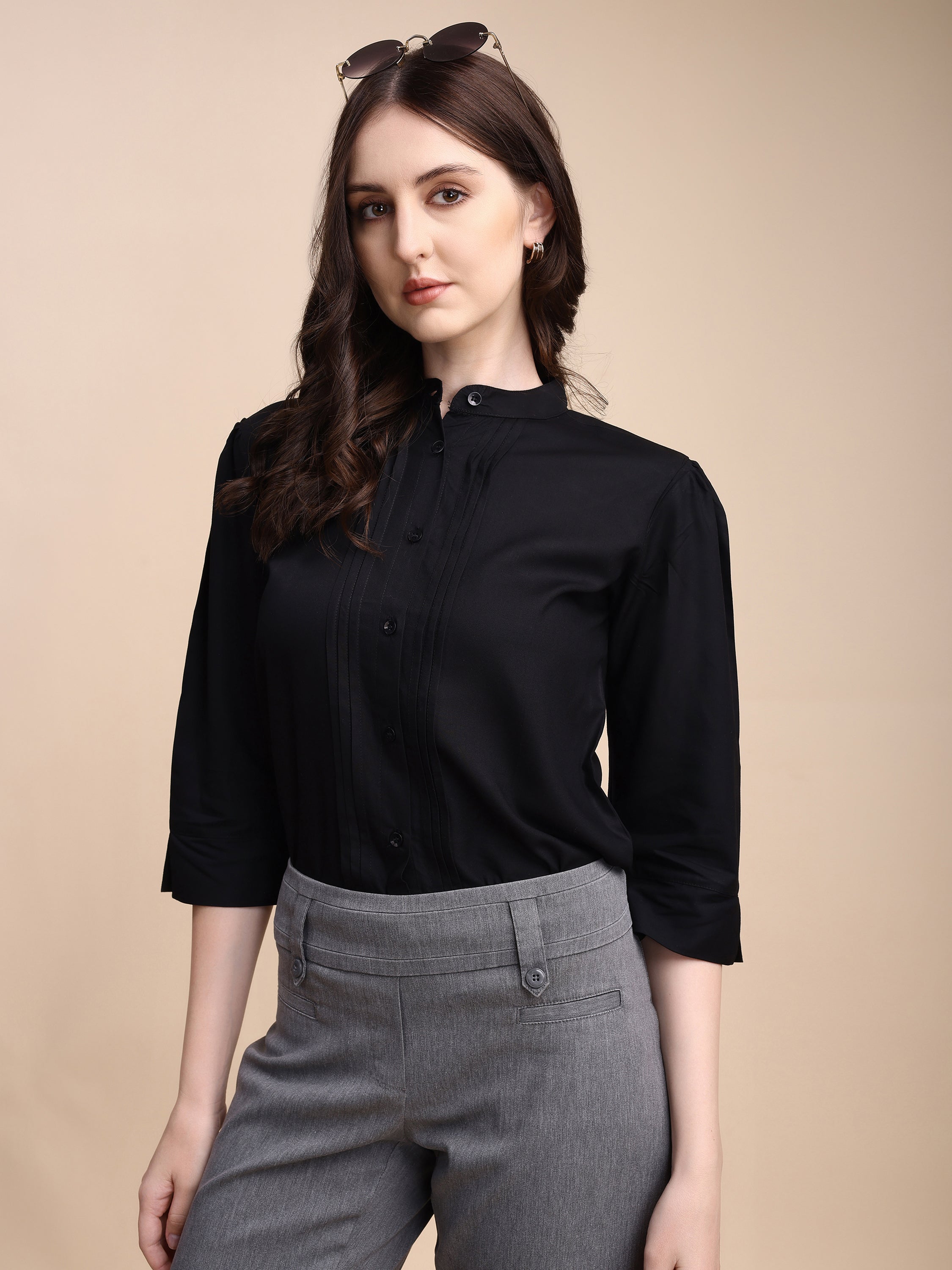 Women Solid Office Wear Shirts