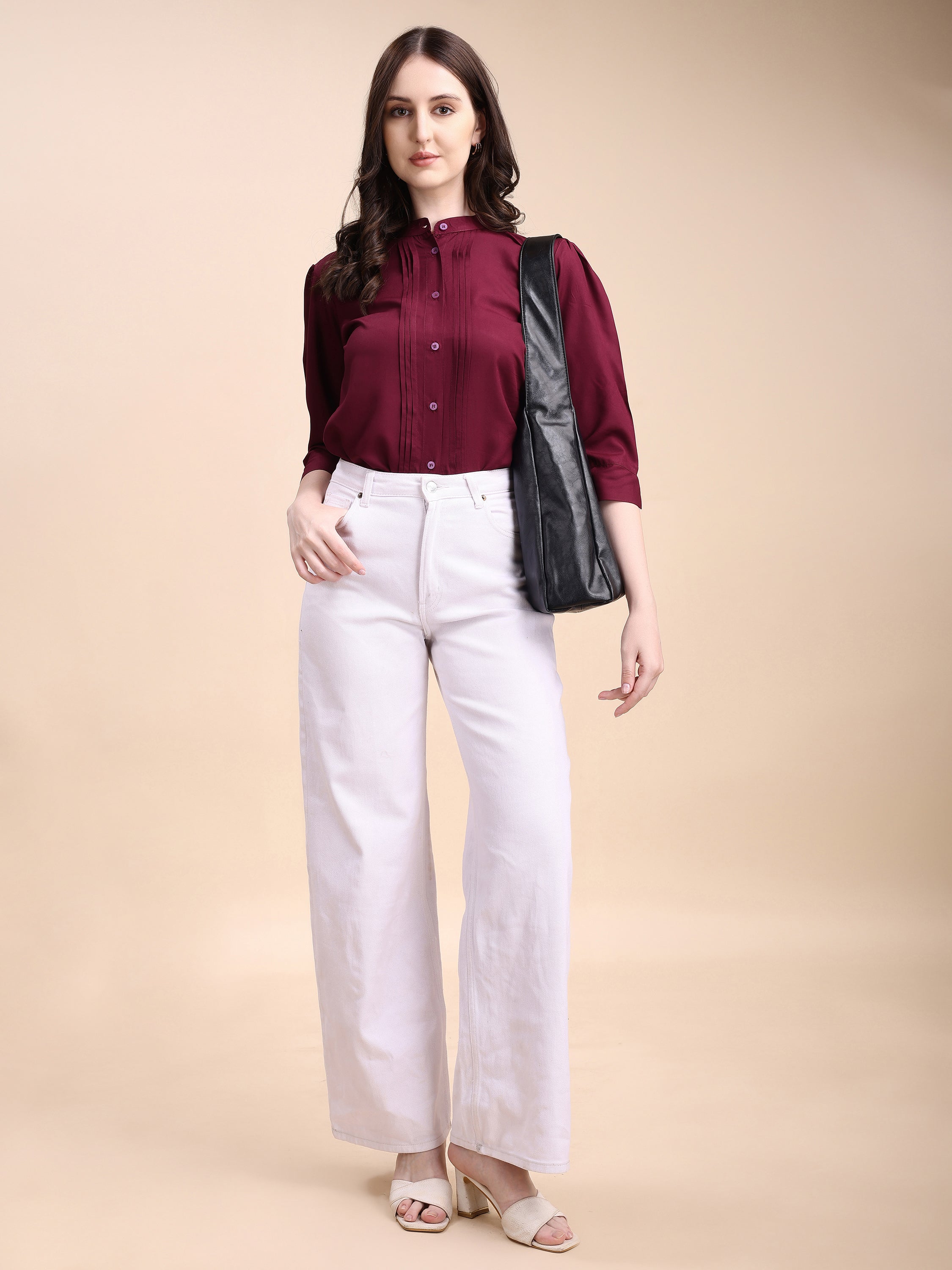 Women Solid Office Wear Shirts