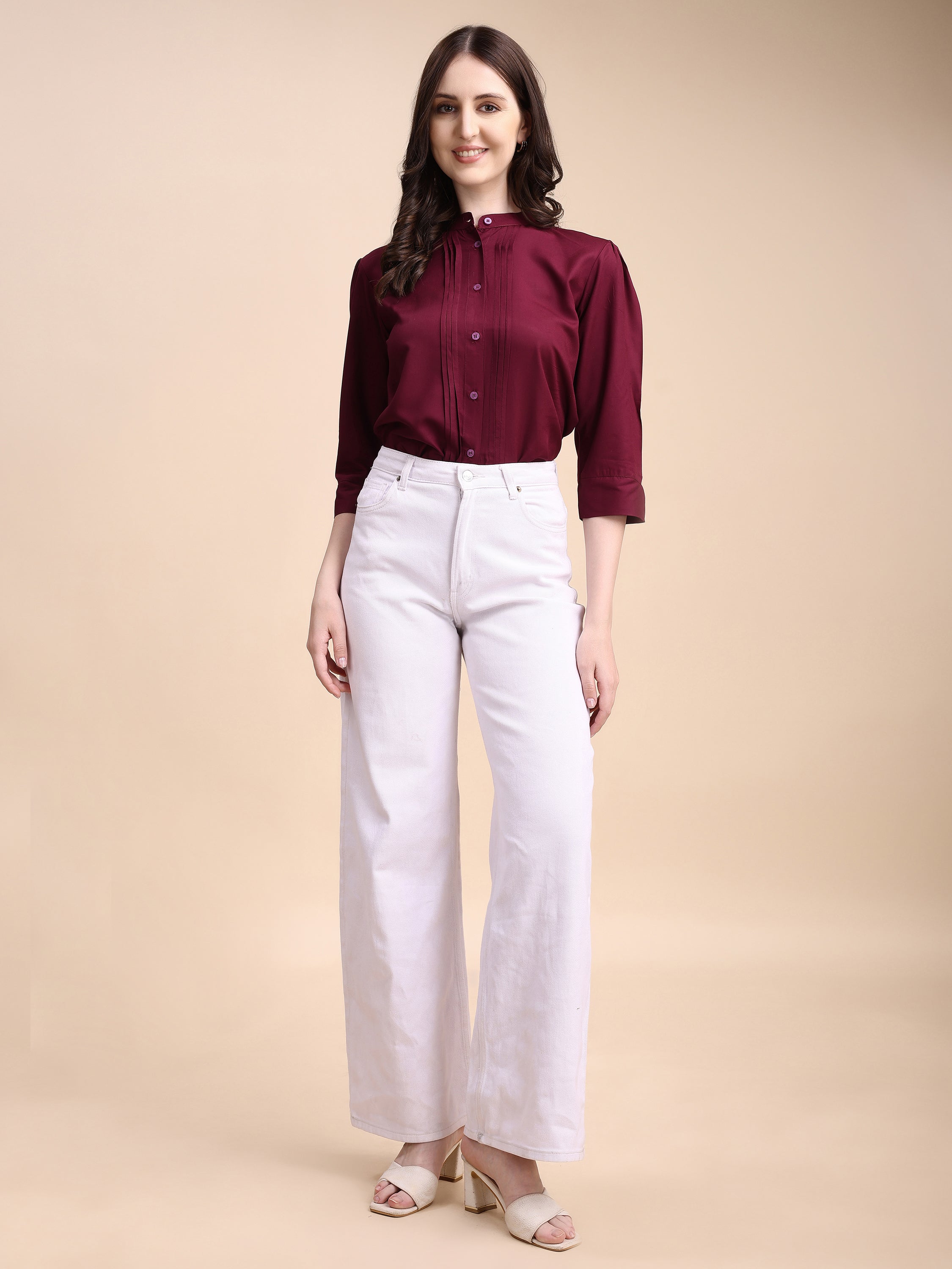 Women Solid Office Wear Shirts