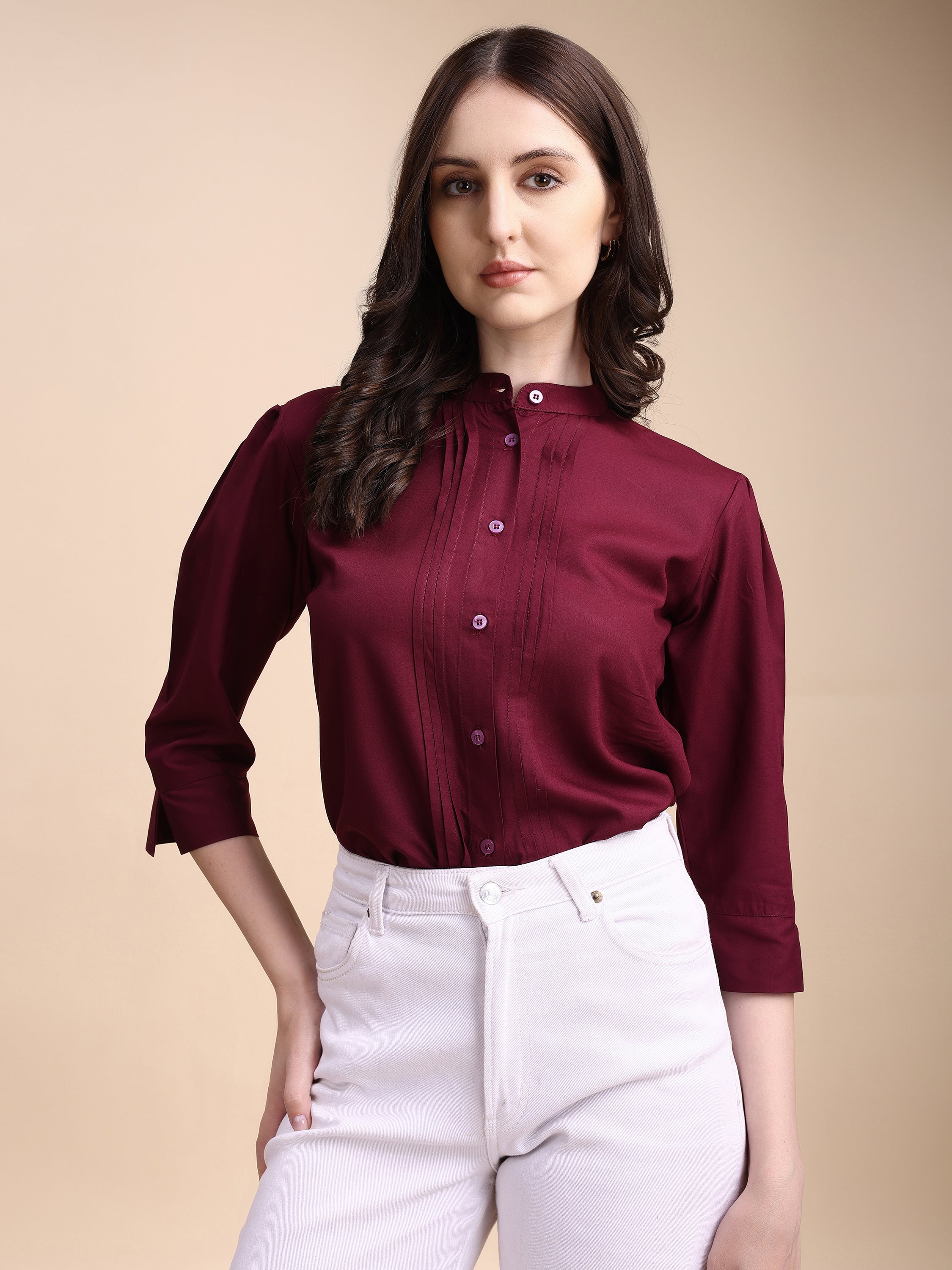 Women Solid Office Wear Shirts