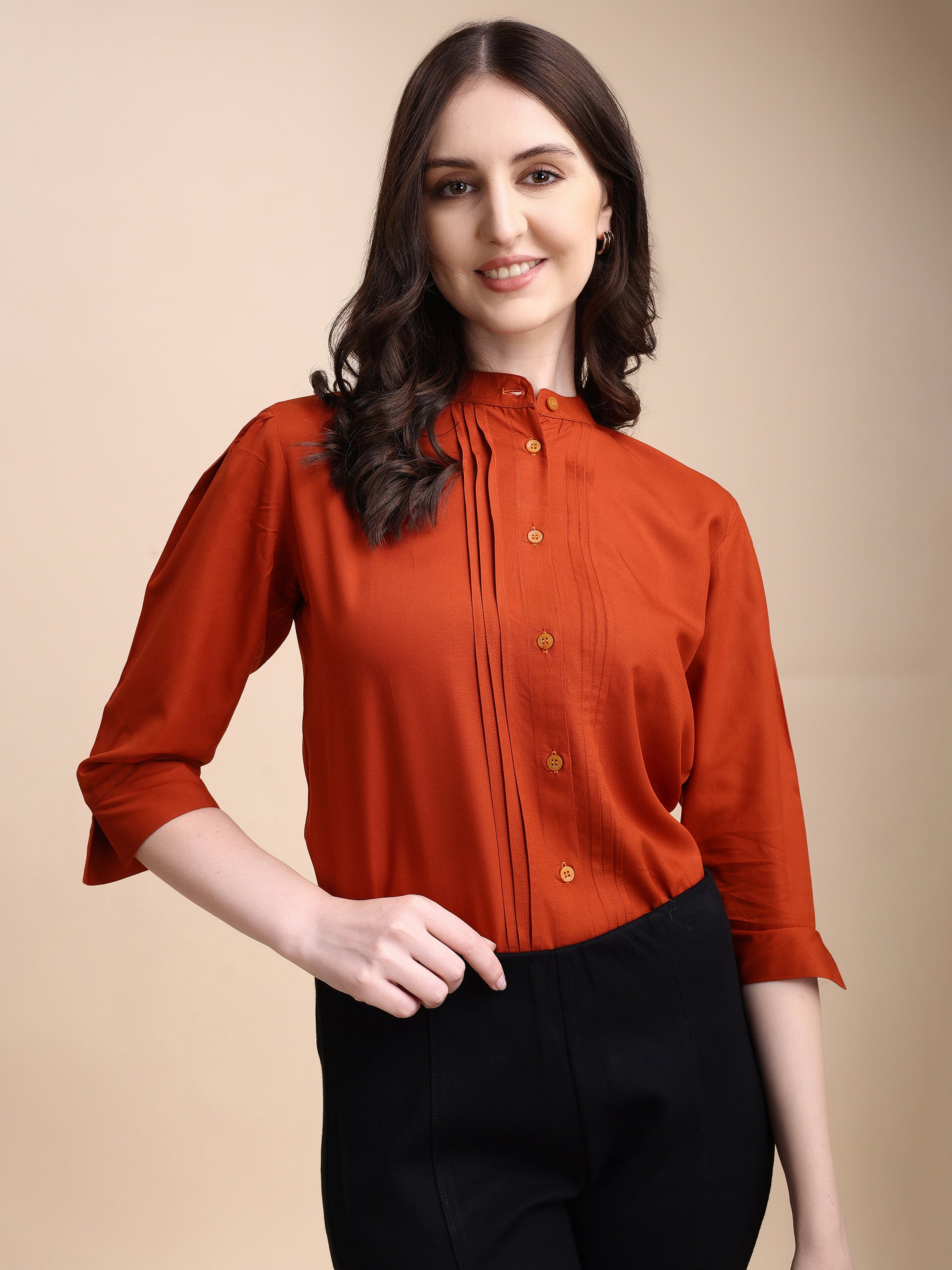 Women Solid Office Wear Shirts