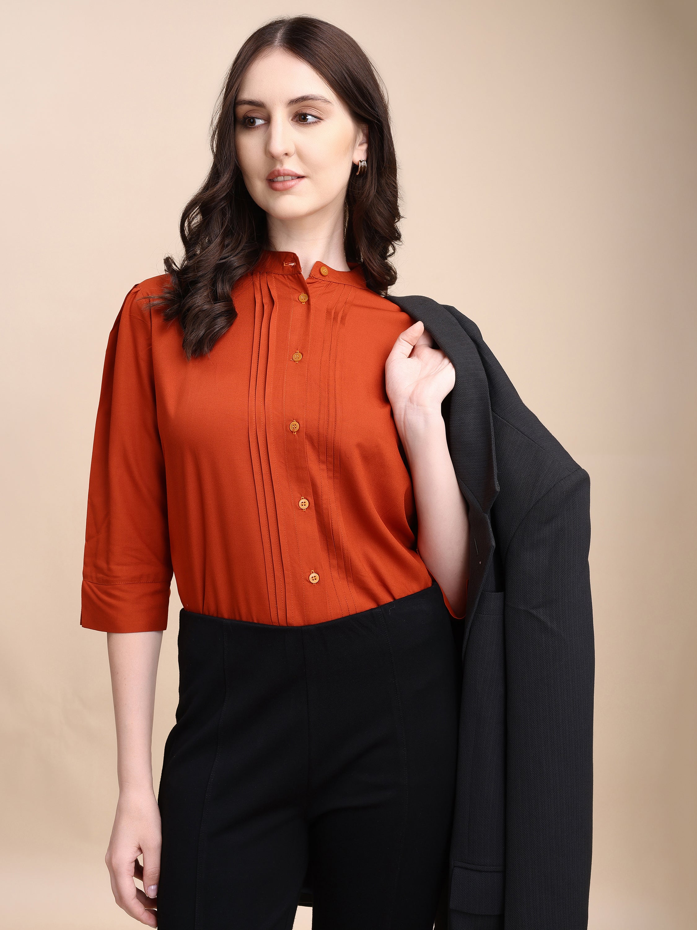 Women Solid Office Wear Shirts