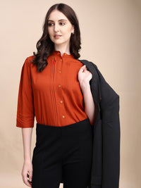 Women Solid Office Wear Shirts