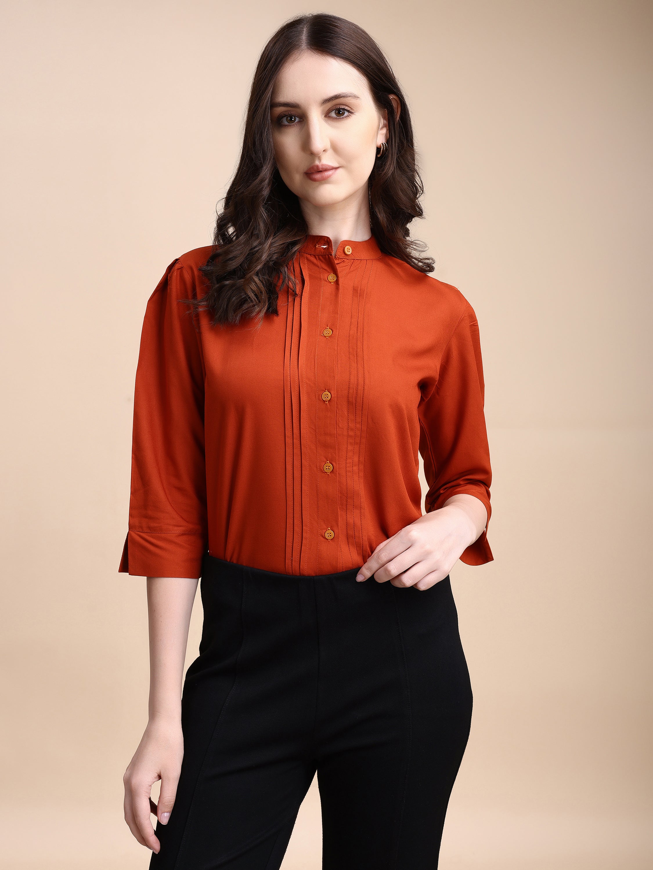 Women Solid Office Wear Shirts