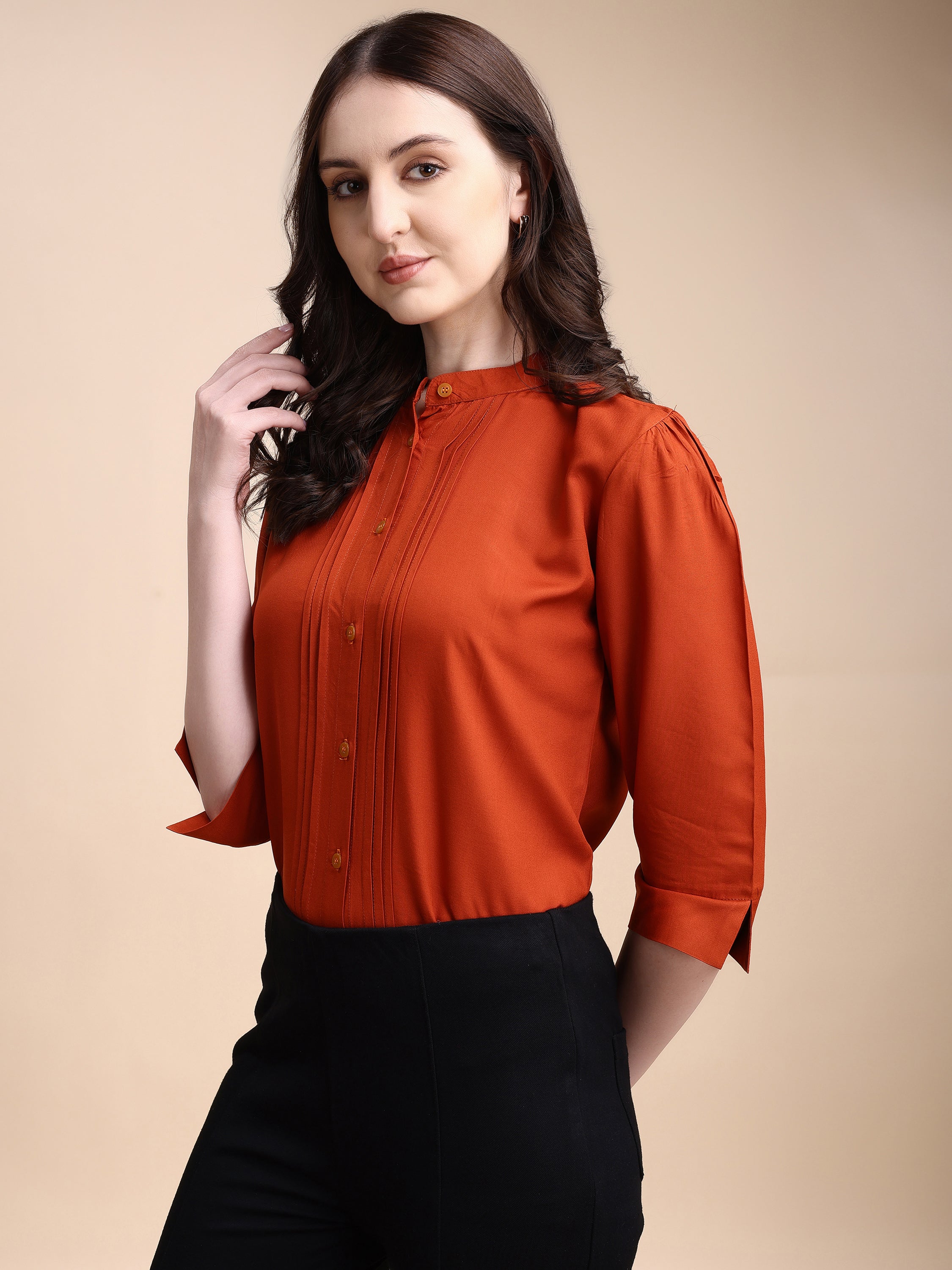 Women Solid Office Wear Shirts