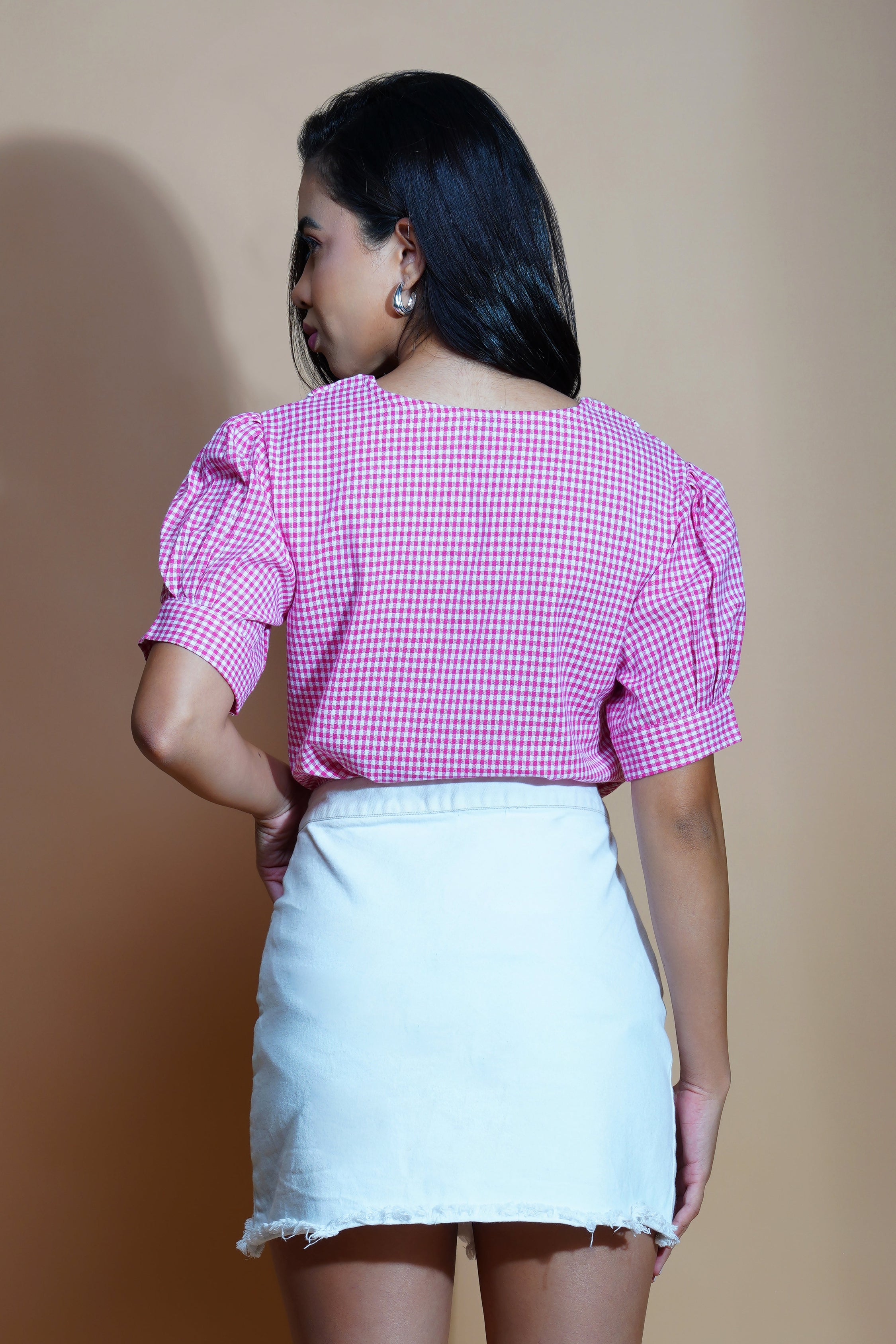Women Checked Formal Tops
