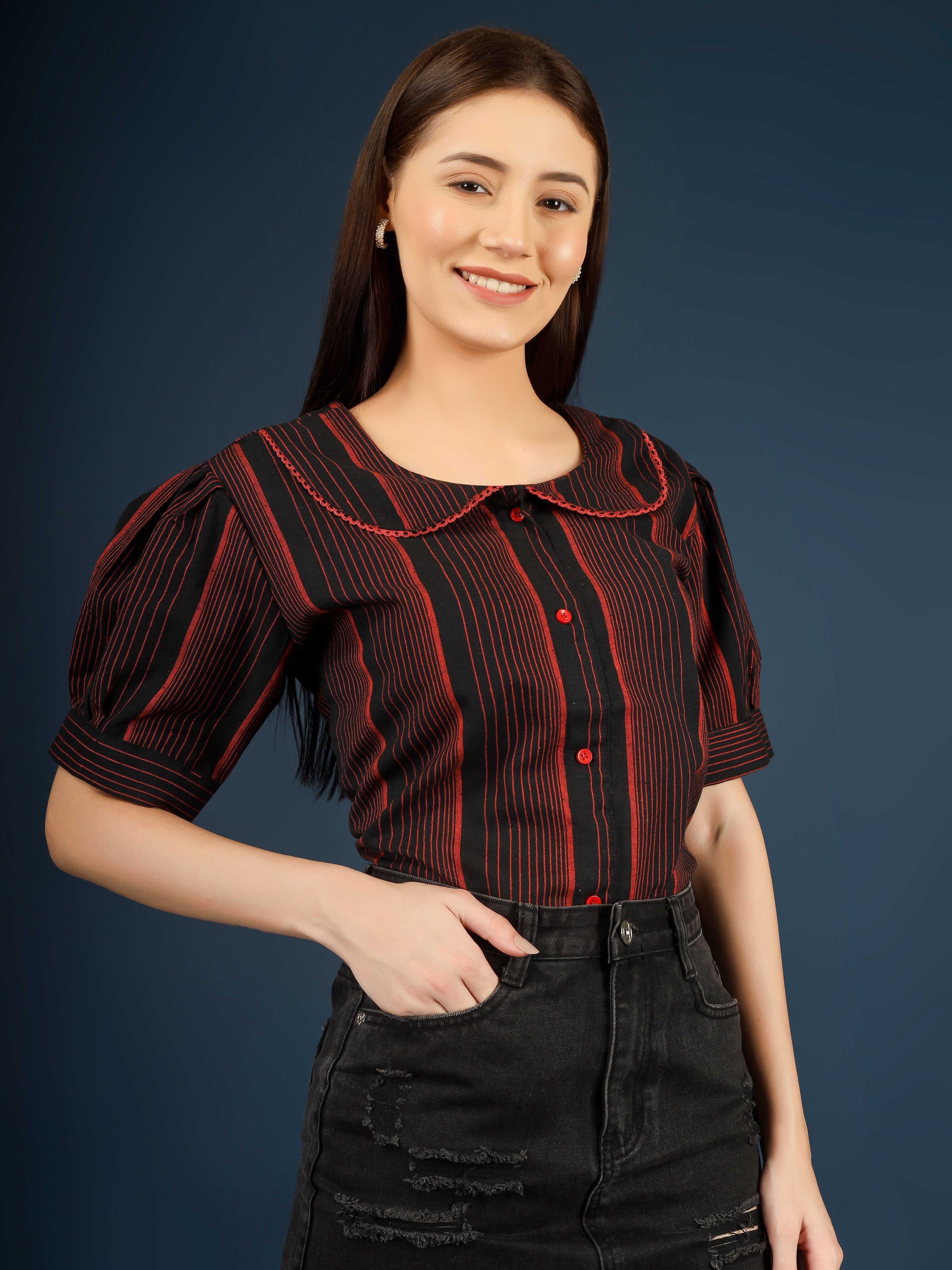 Women Checked Formal Tops