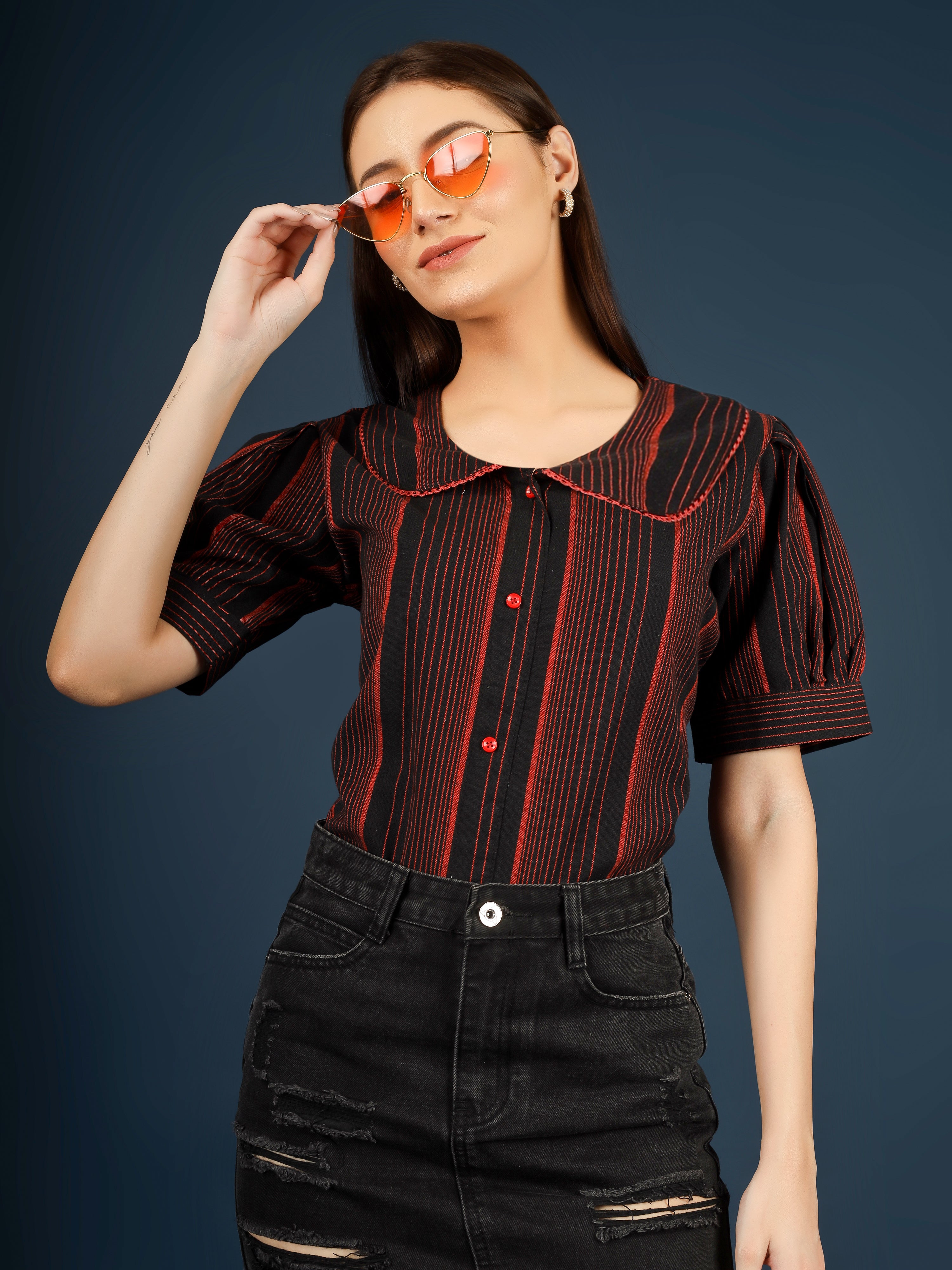 Women Checked Formal Tops