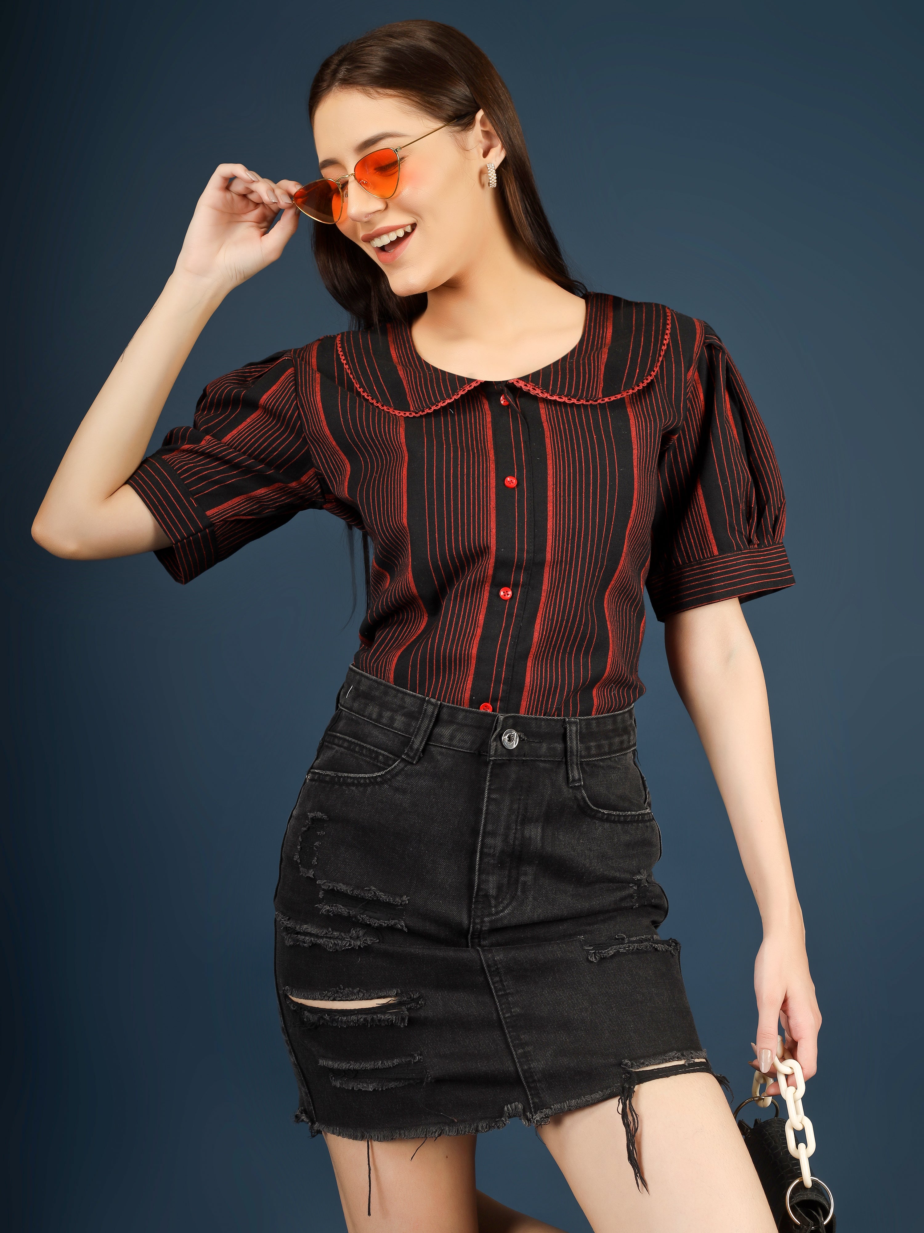 Women Checked Formal Tops
