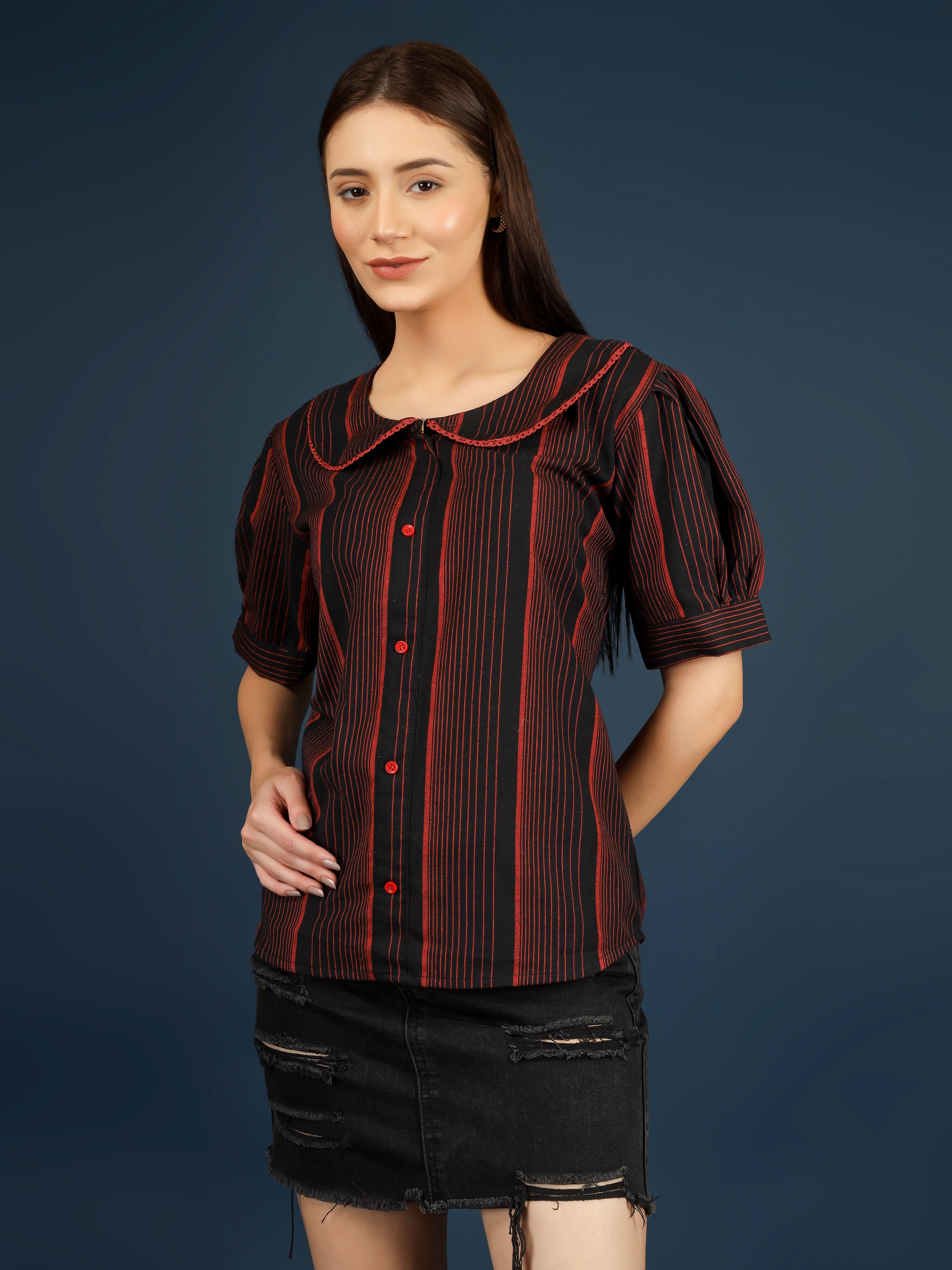 Women Checked Formal Tops