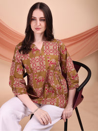 Women Camel Printed Top