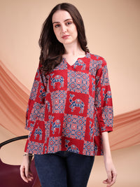 Women Camel Printed Top