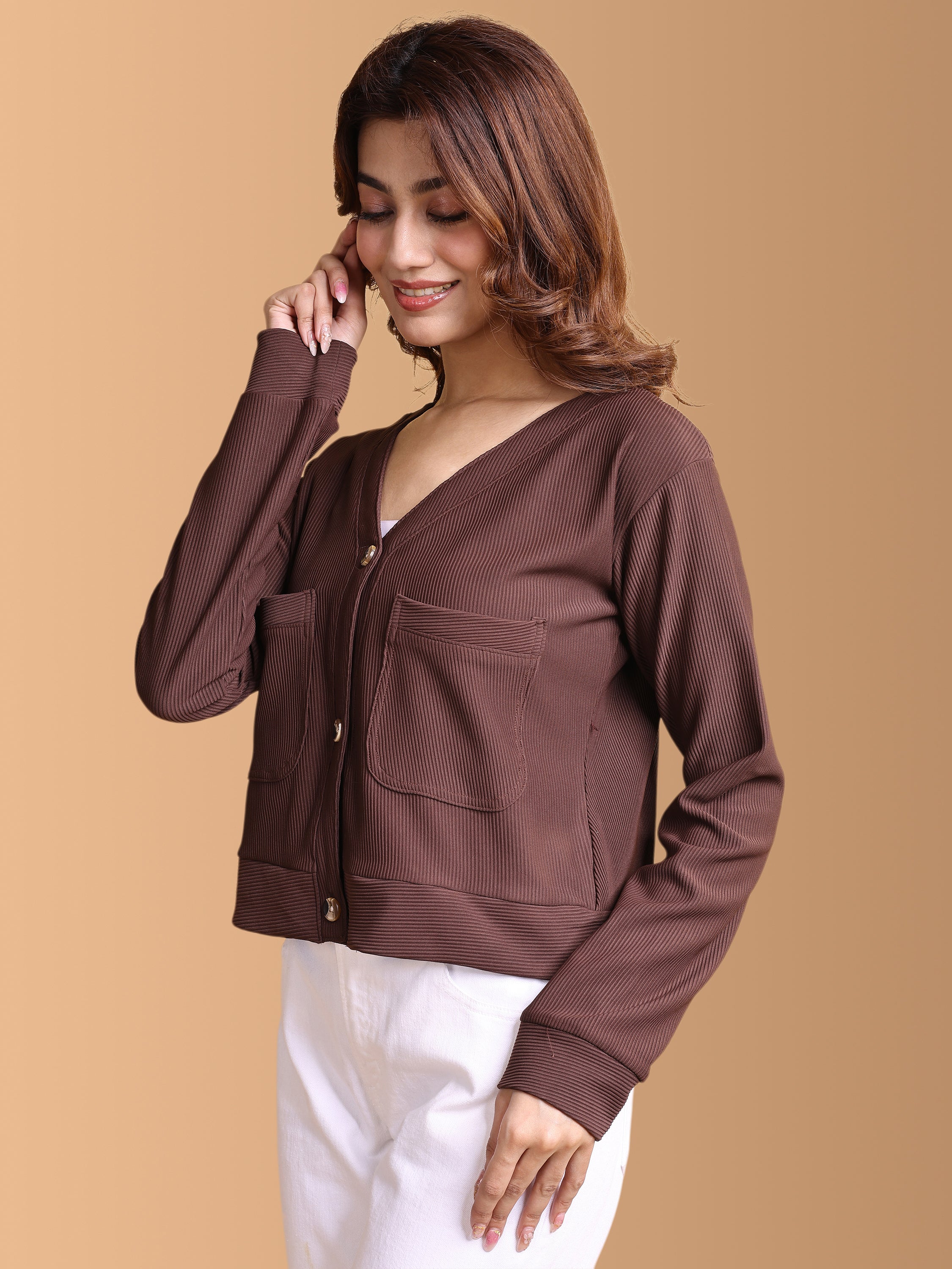 Women Solid Cardigan Top