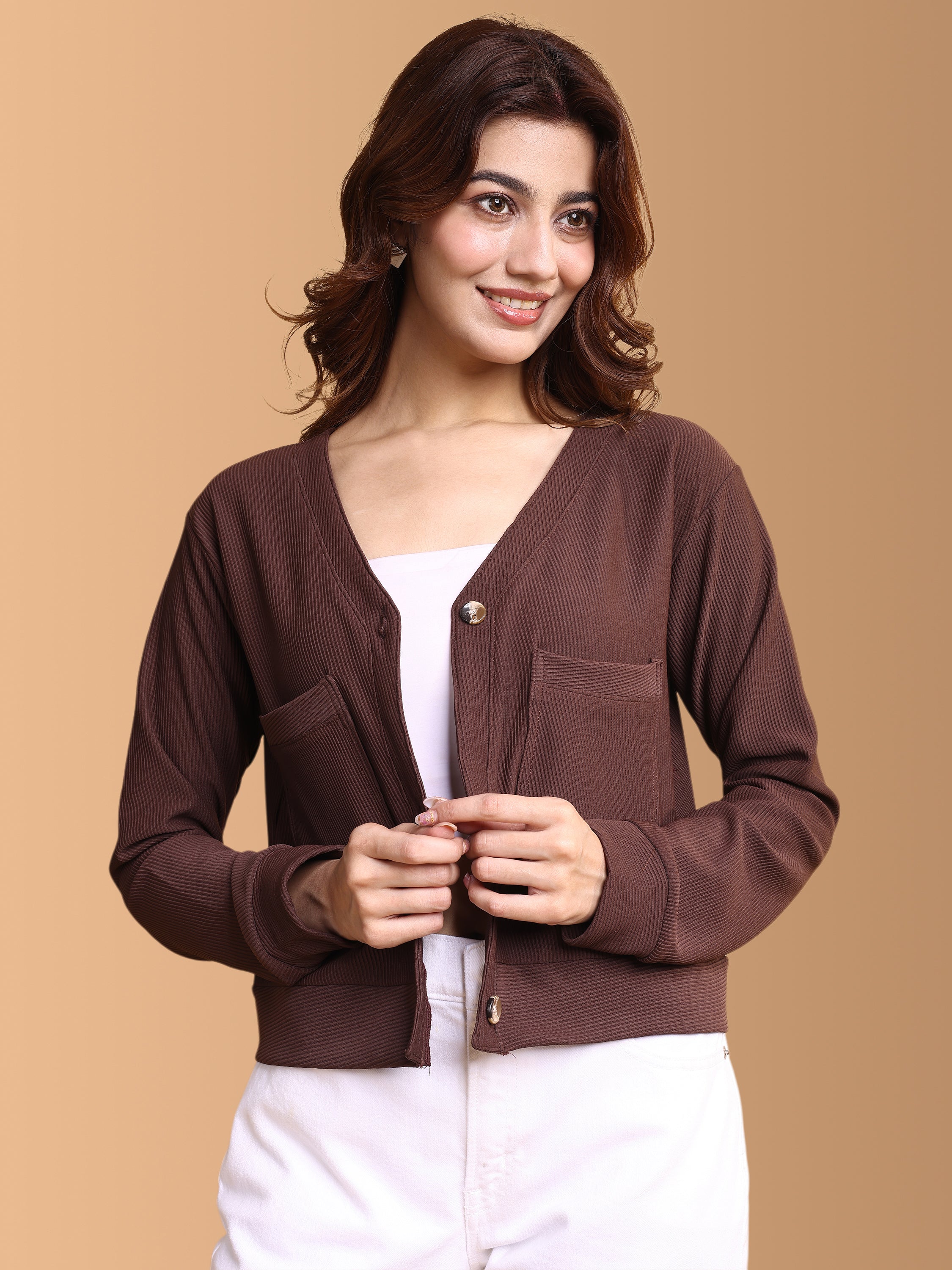 Women Solid Cardigan Top