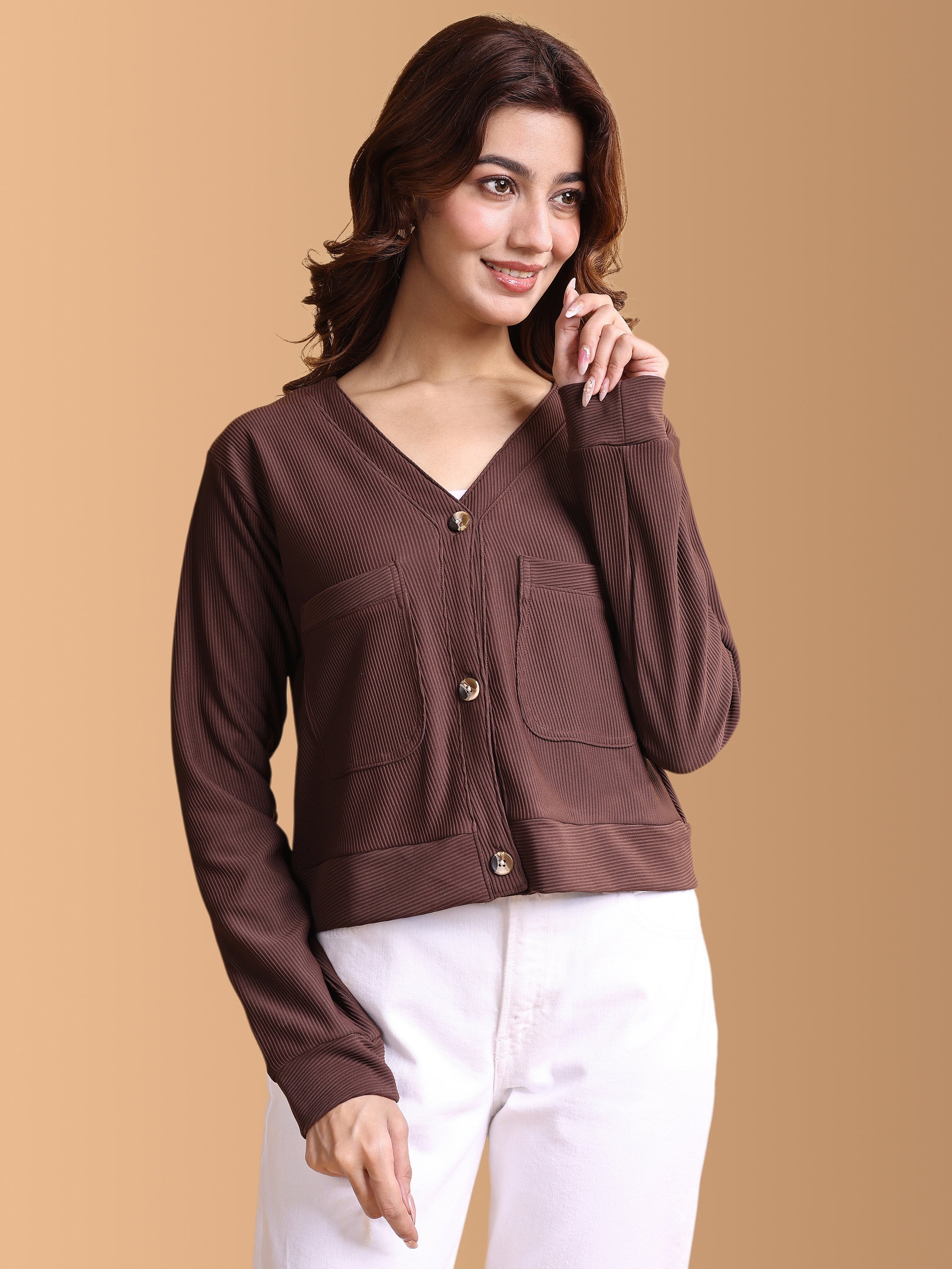 Women Solid Cardigan Top