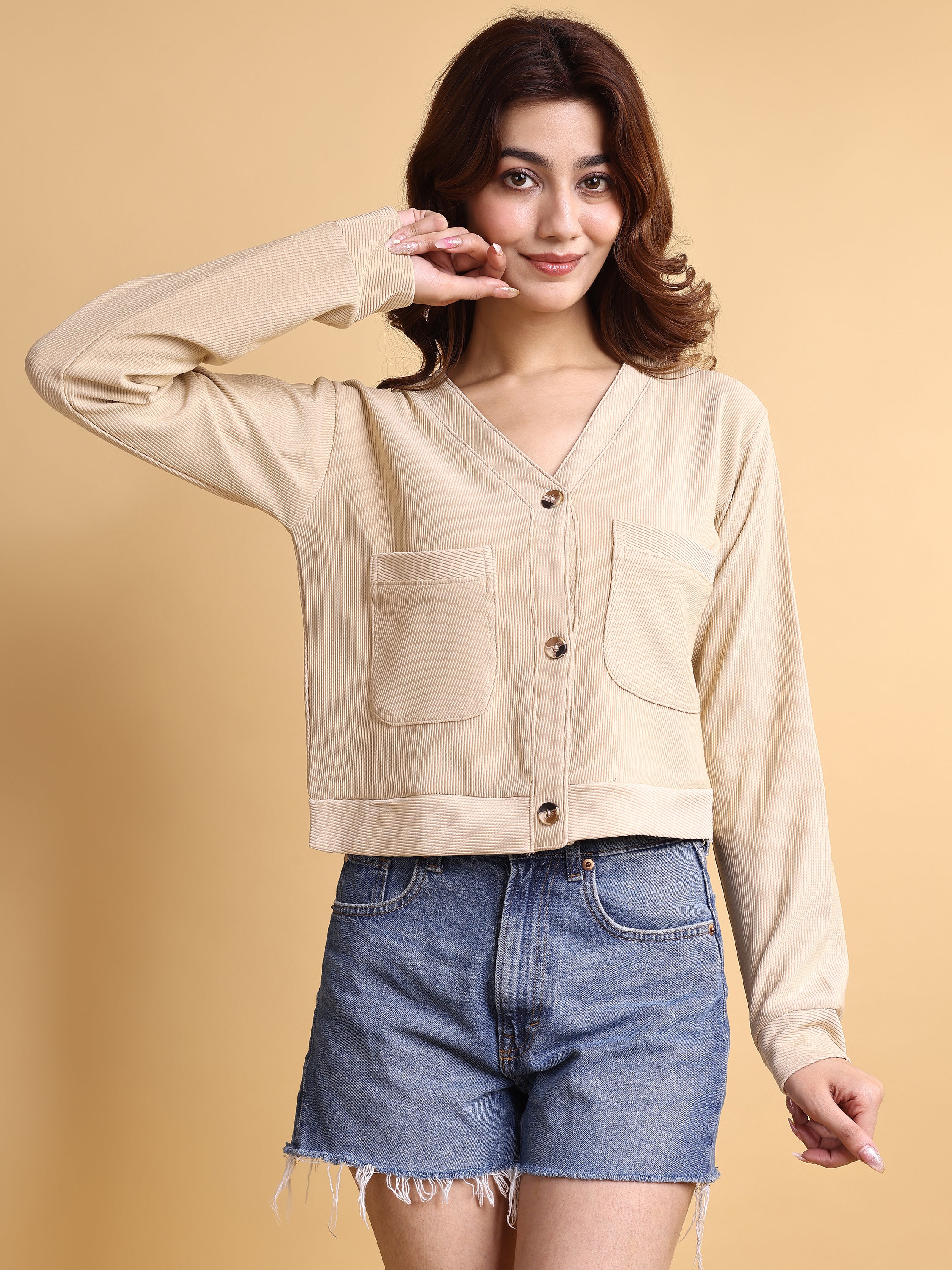 Women Solid Cardigan Top