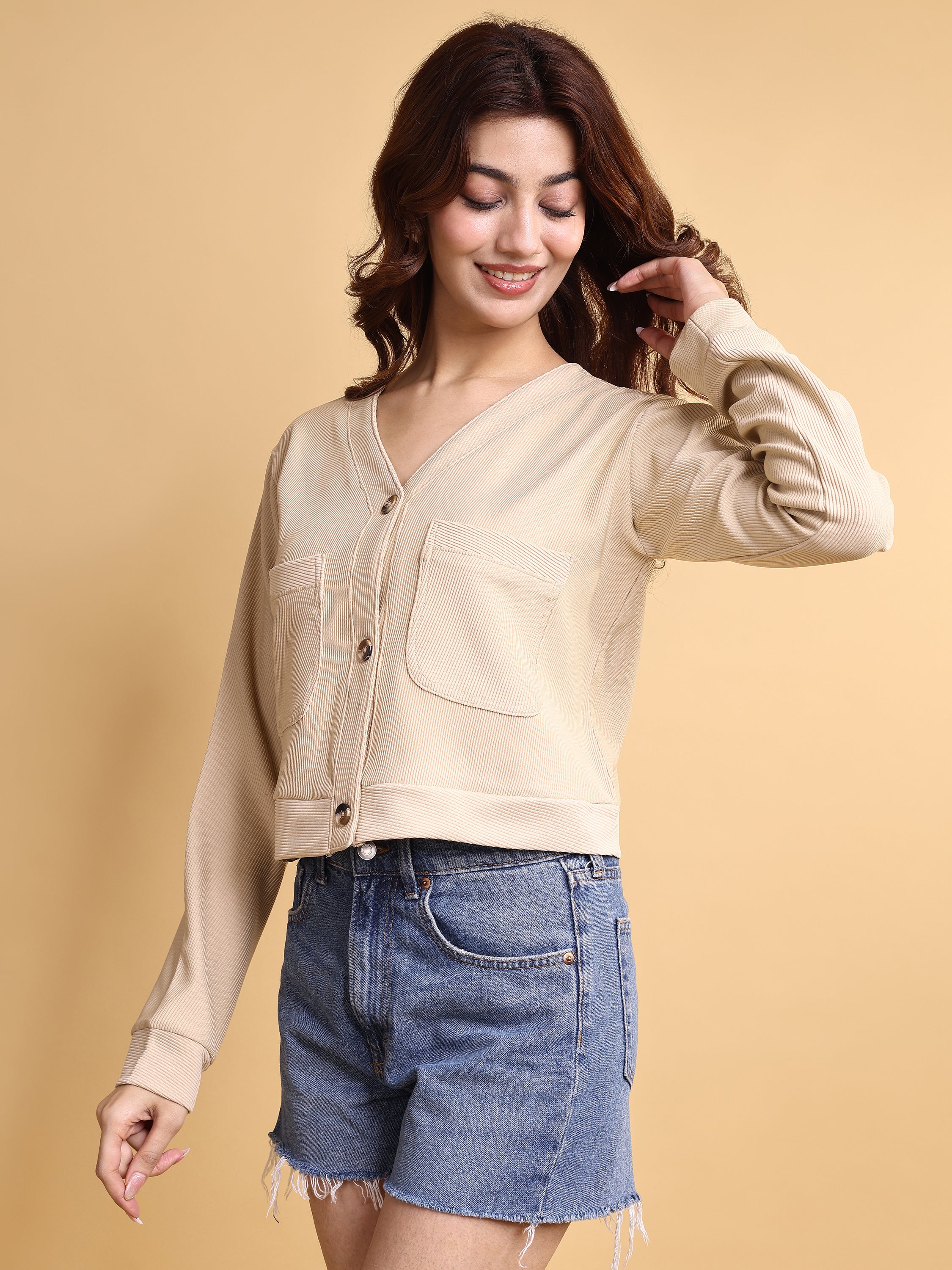 Women Solid Cardigan Top