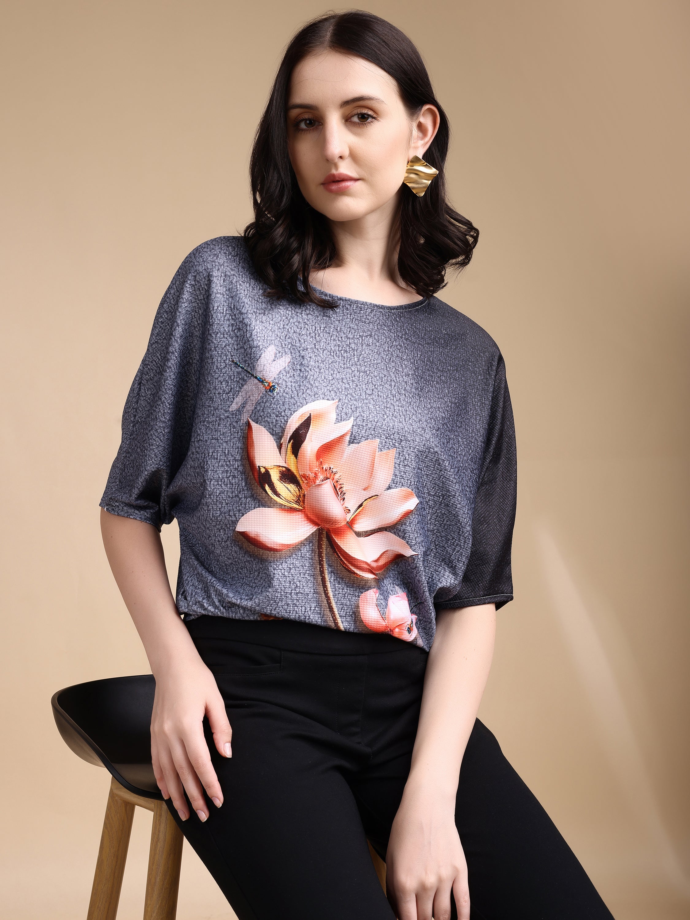 Women printed oversized Top