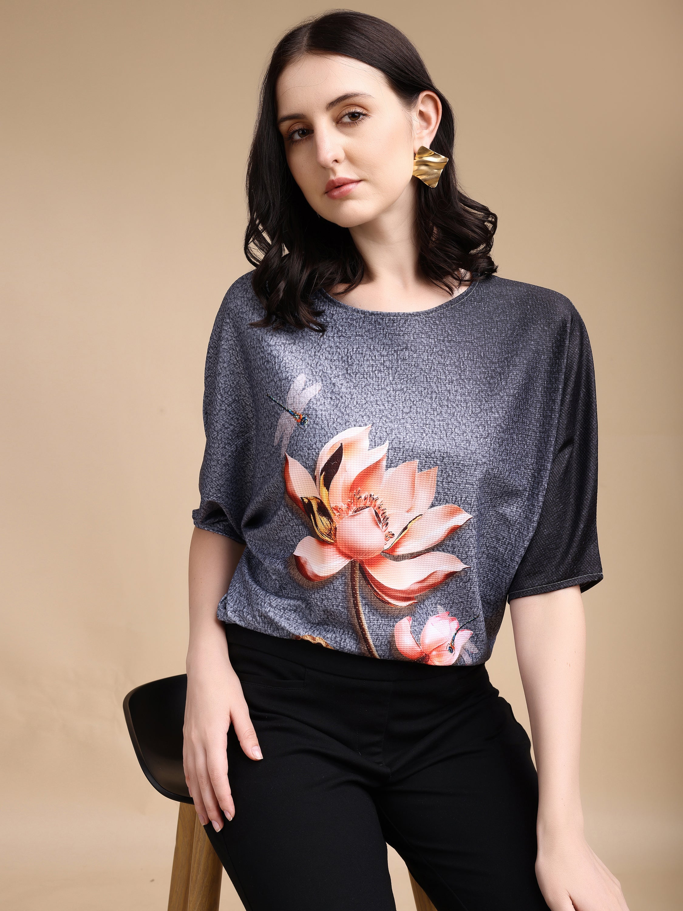 Women printed oversized Top