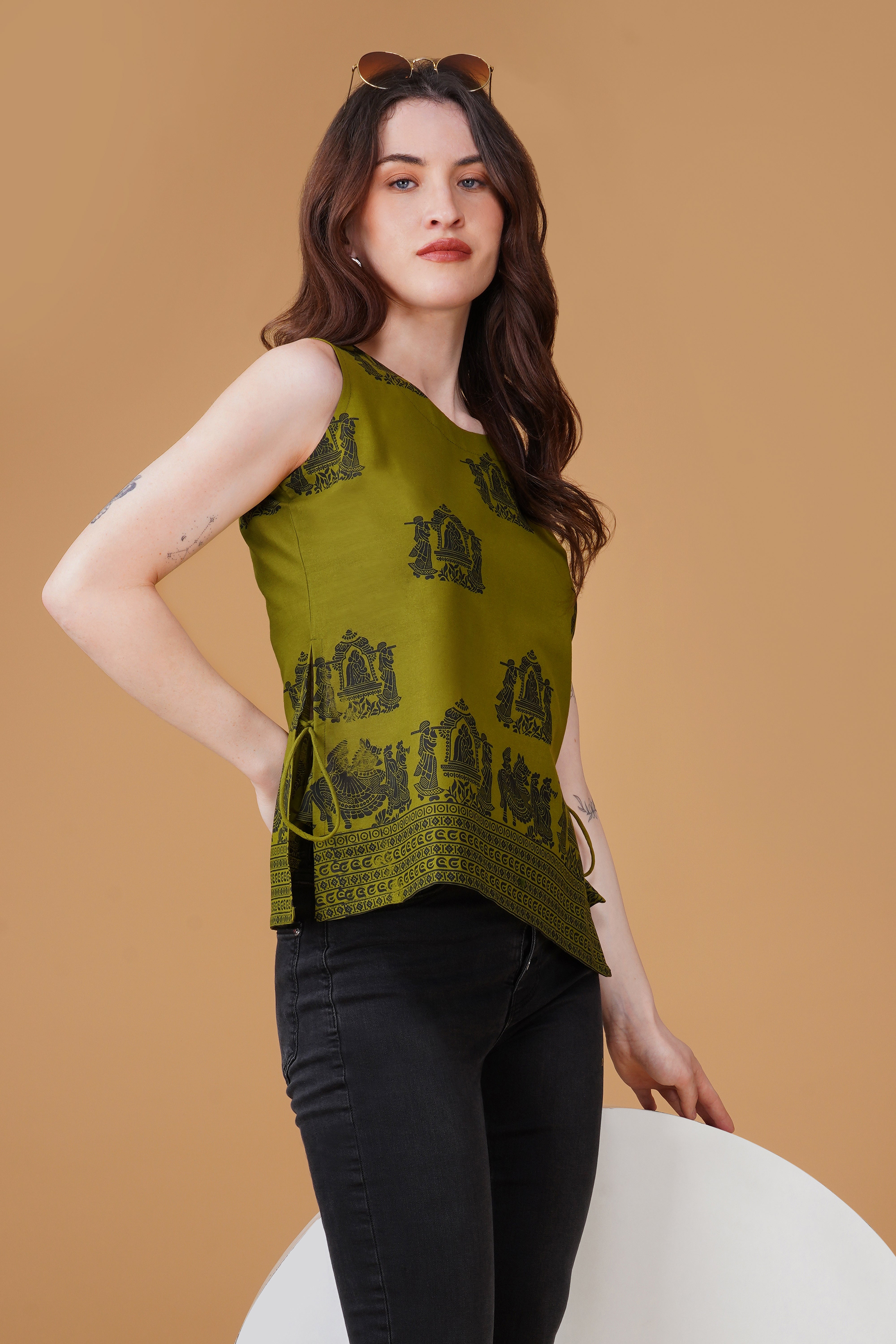 Ethnic Printed Pure Cotton Casual Top