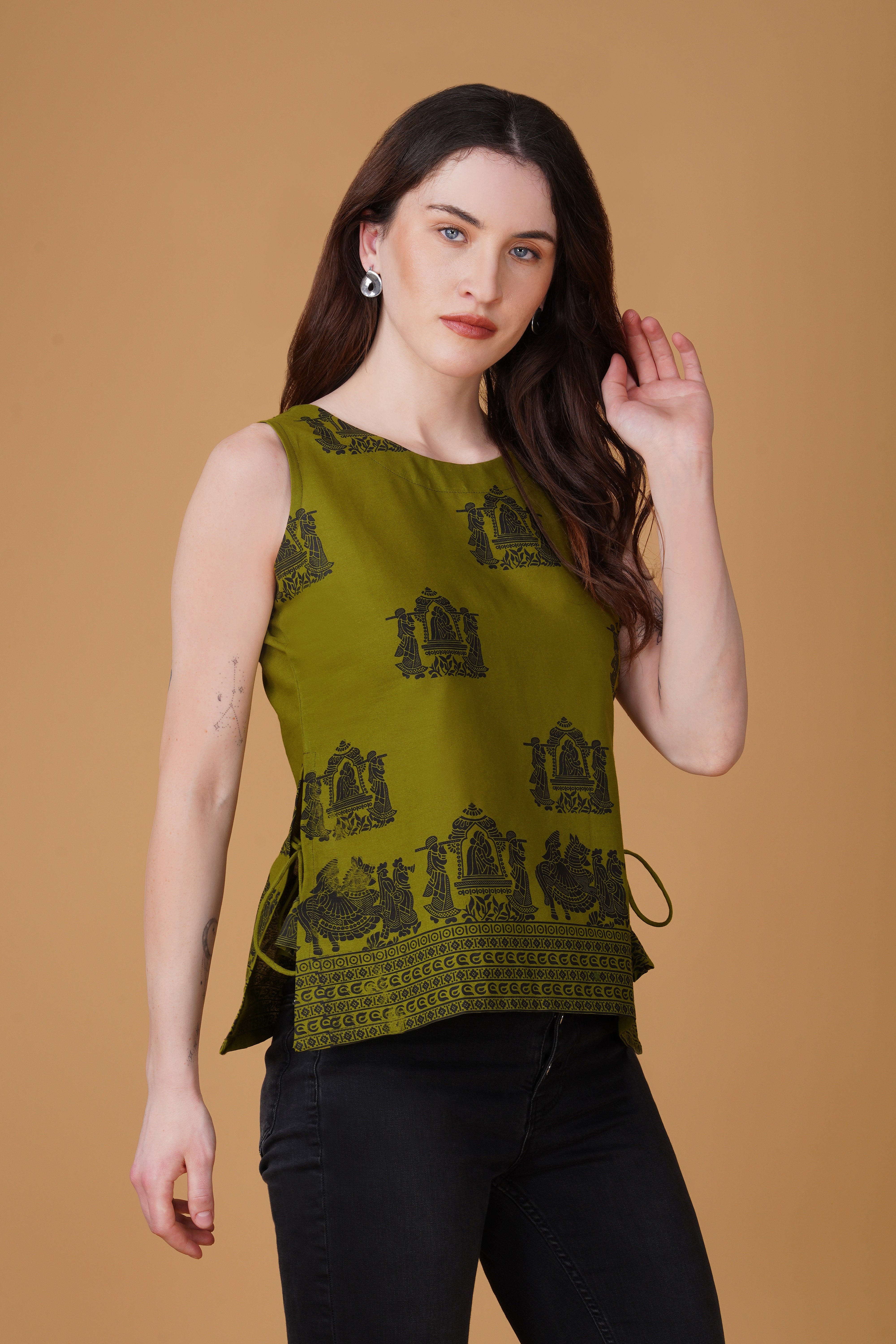 Ethnic Printed Pure Cotton Casual Top