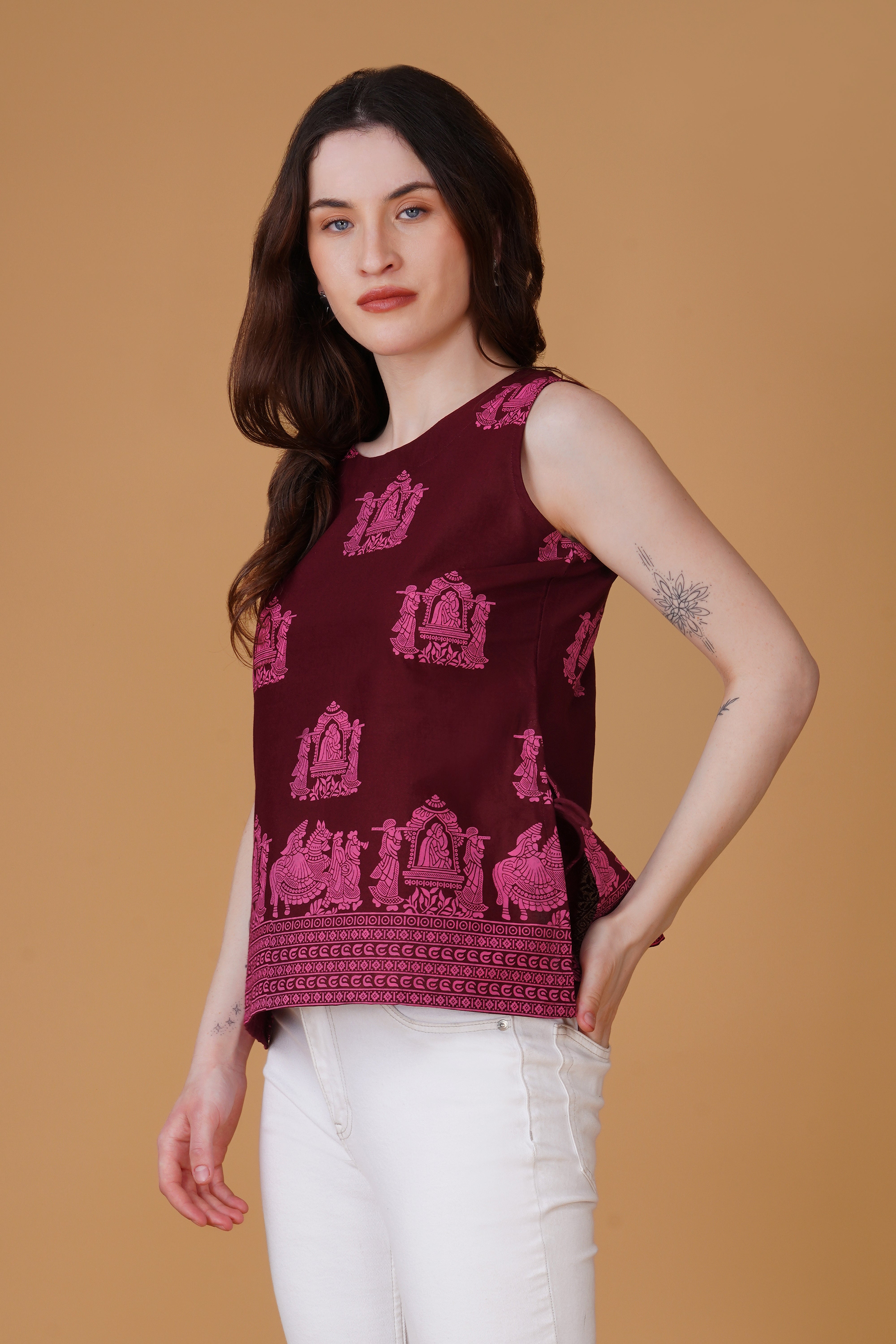Ethnic Printed Pure Cotton Casual Top