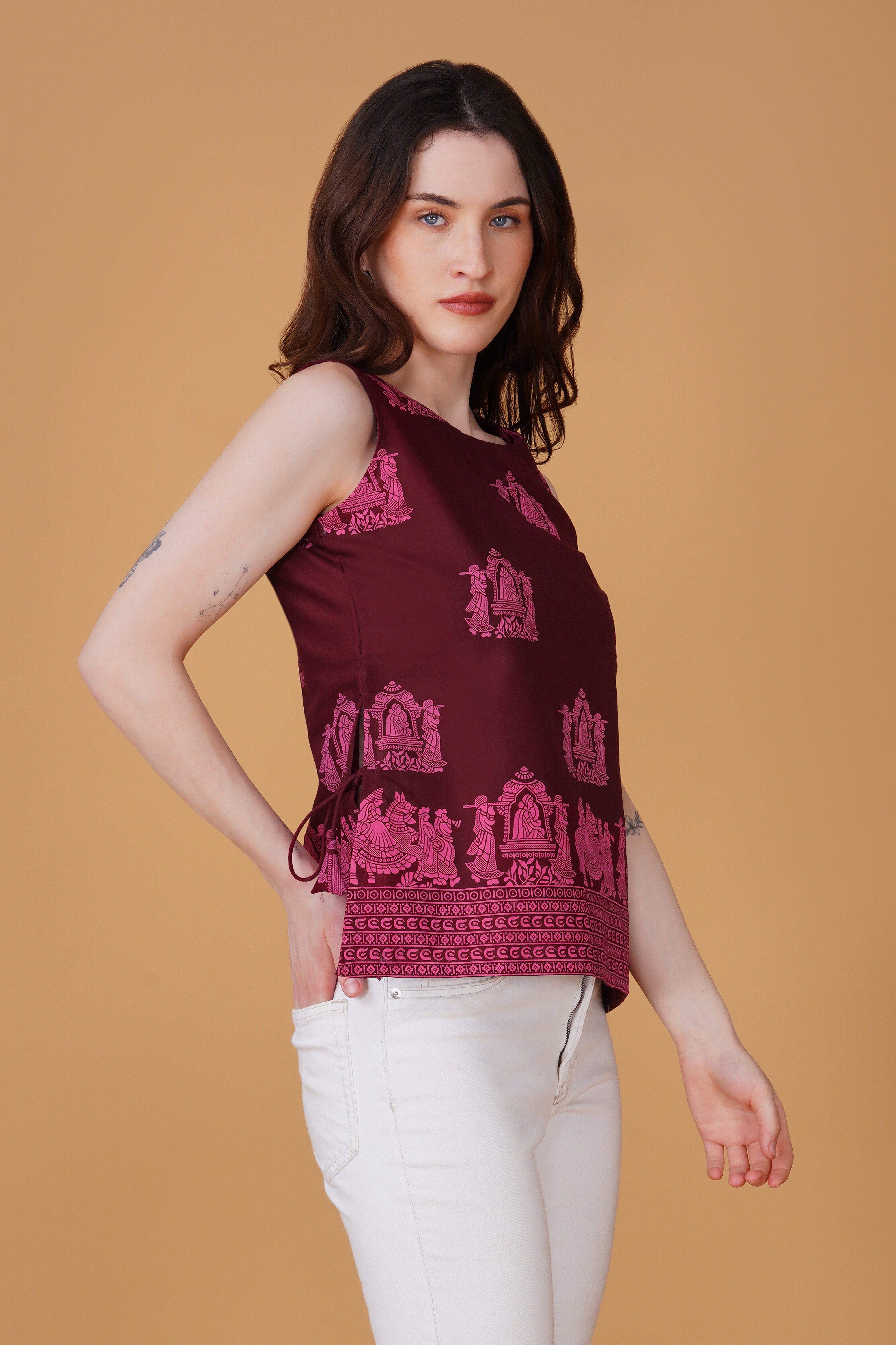 Ethnic Printed Pure Cotton Casual Top