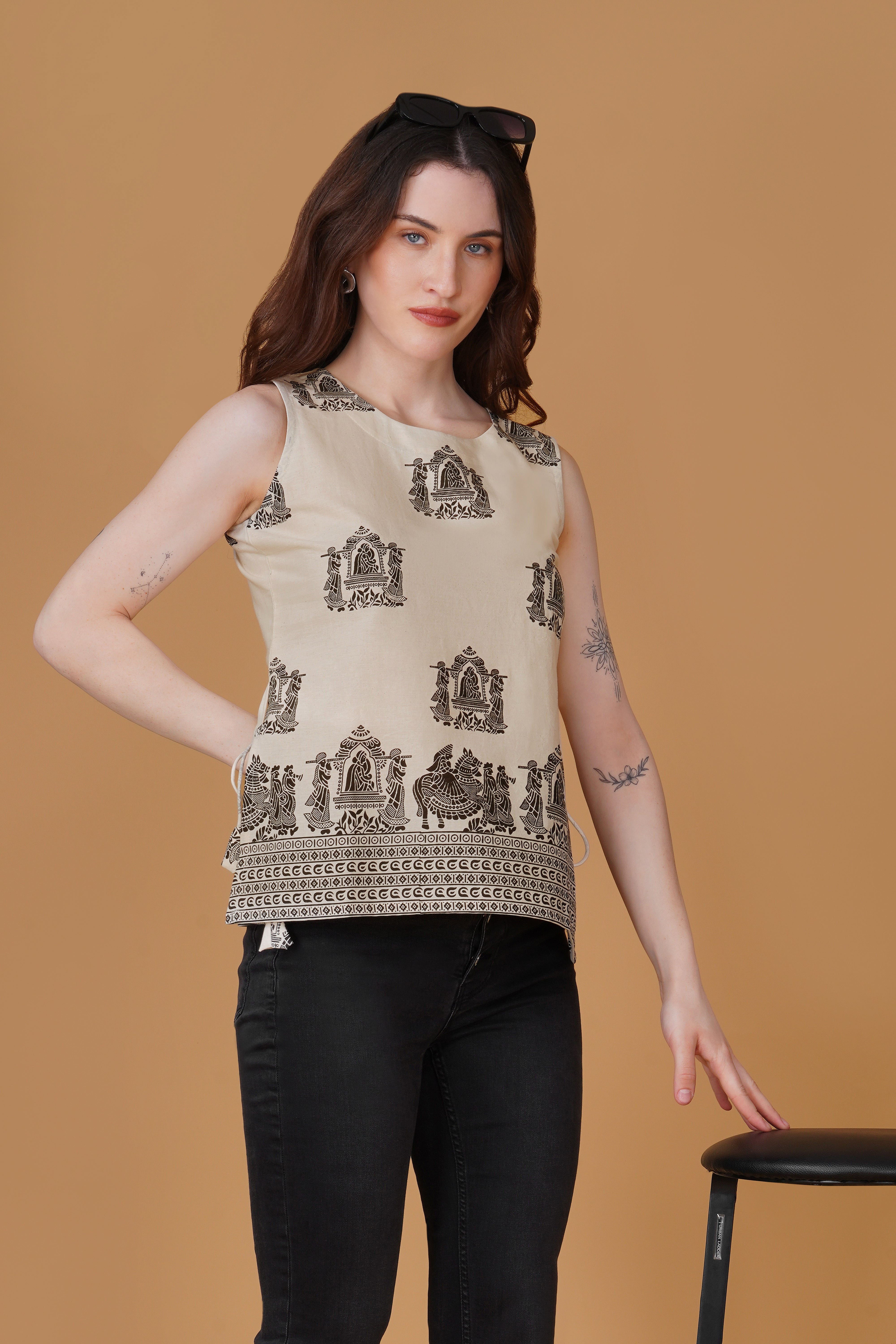 Ethnic Printed Pure Cotton Casual Top