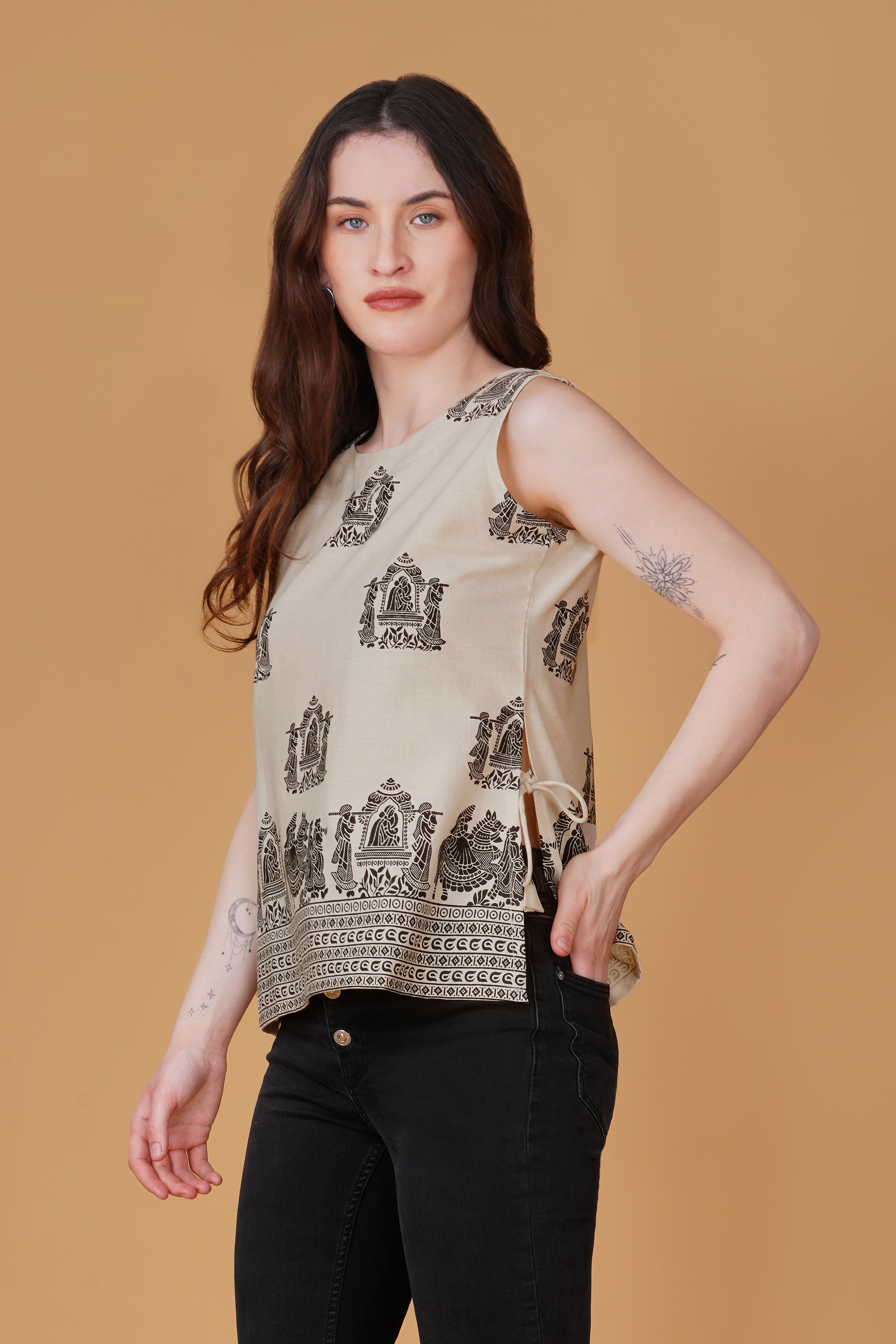 Ethnic Printed Pure Cotton Casual Top