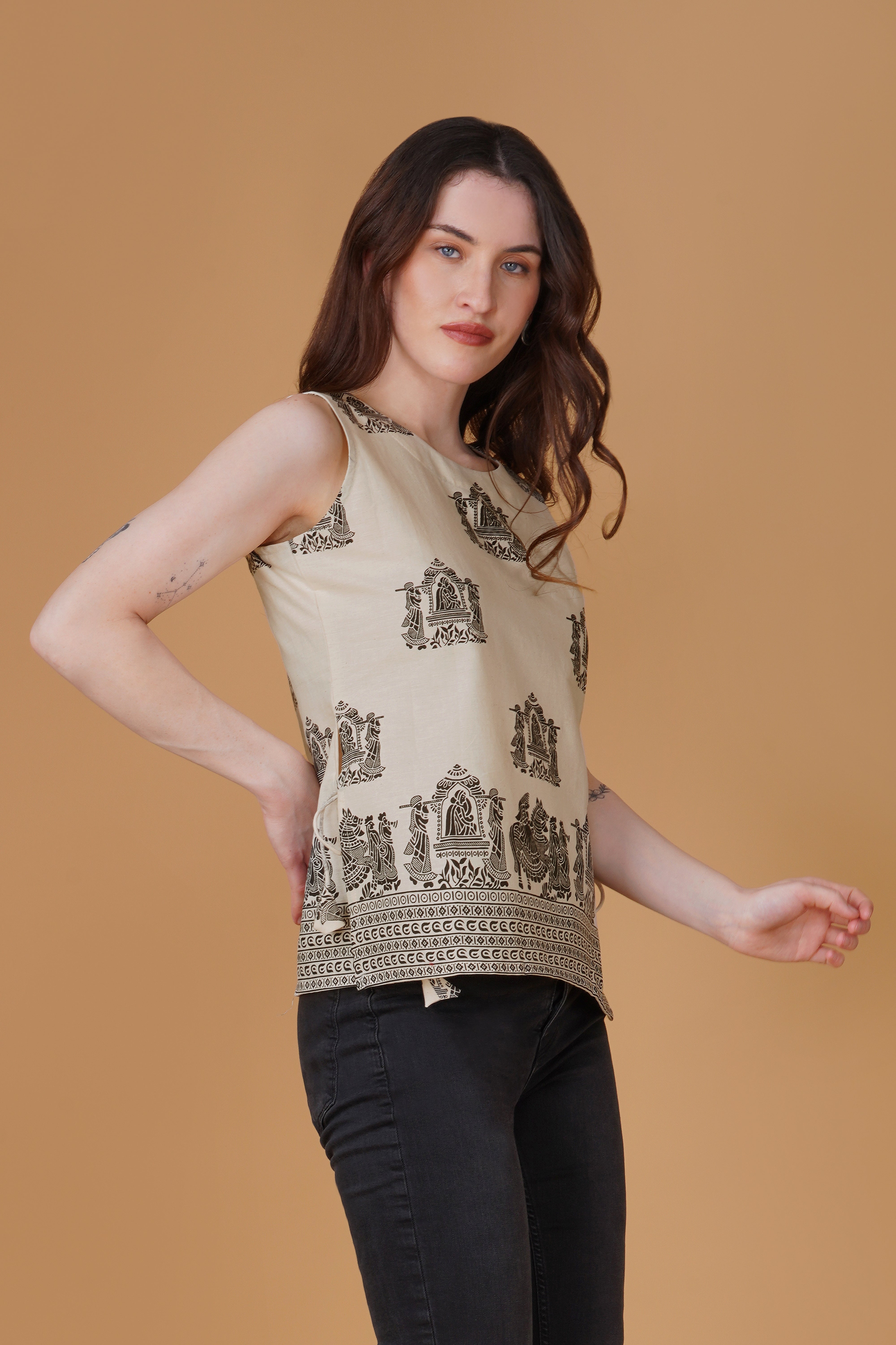 Ethnic Printed Pure Cotton Casual Top