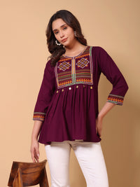 Women embroidery work tunic type top