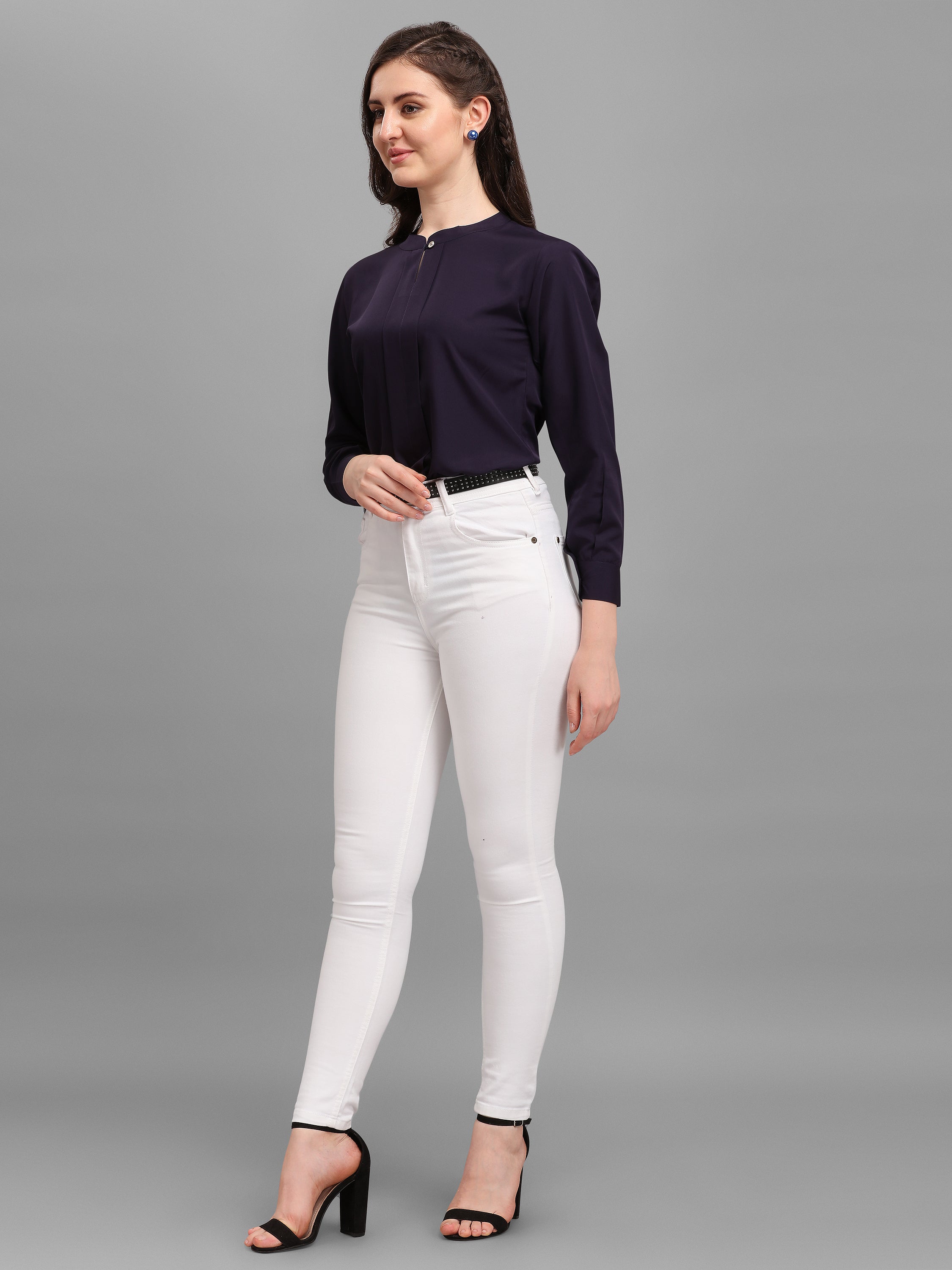 Kinjo Women Solid Formal Shirt