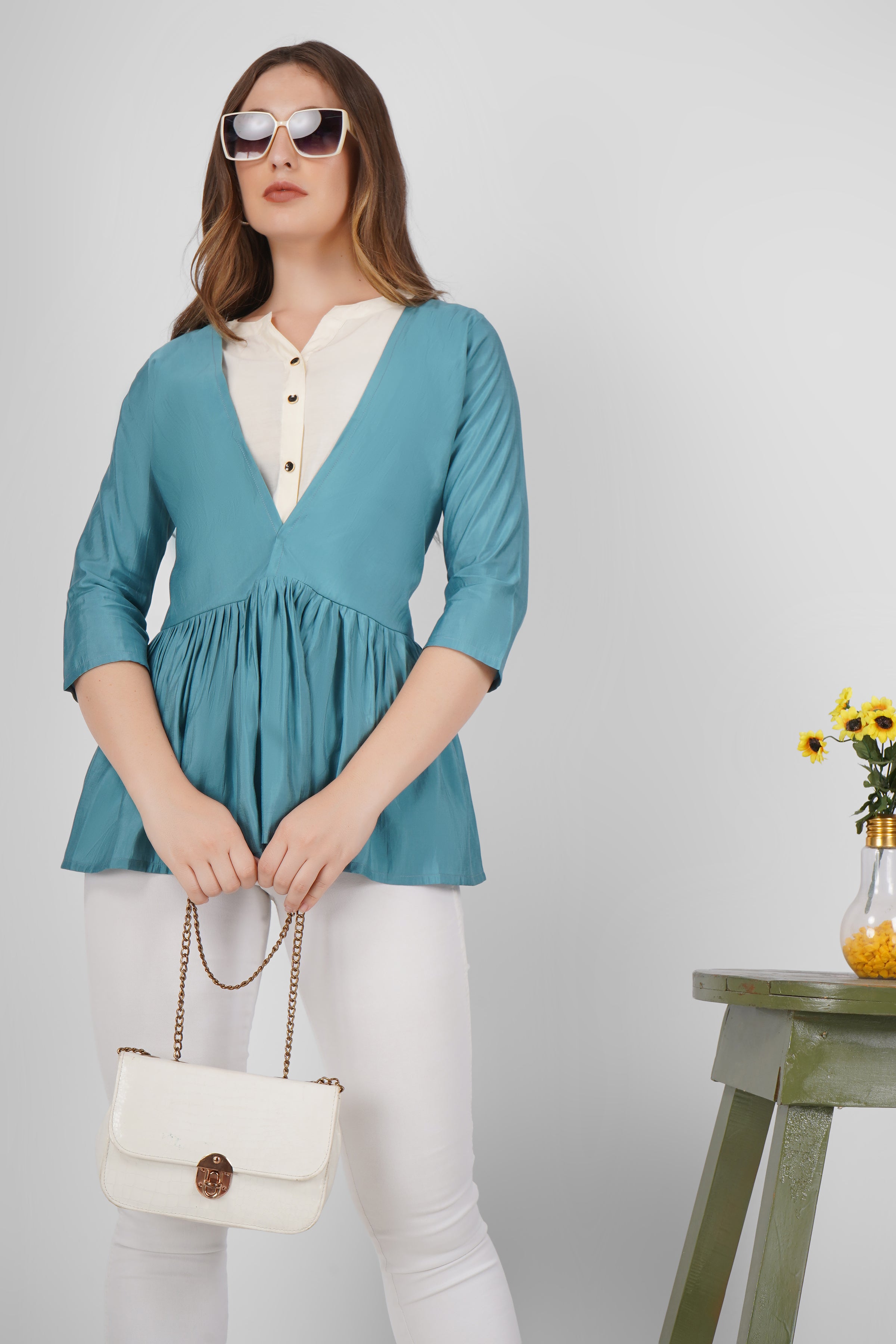 Women Solid Flared Tops