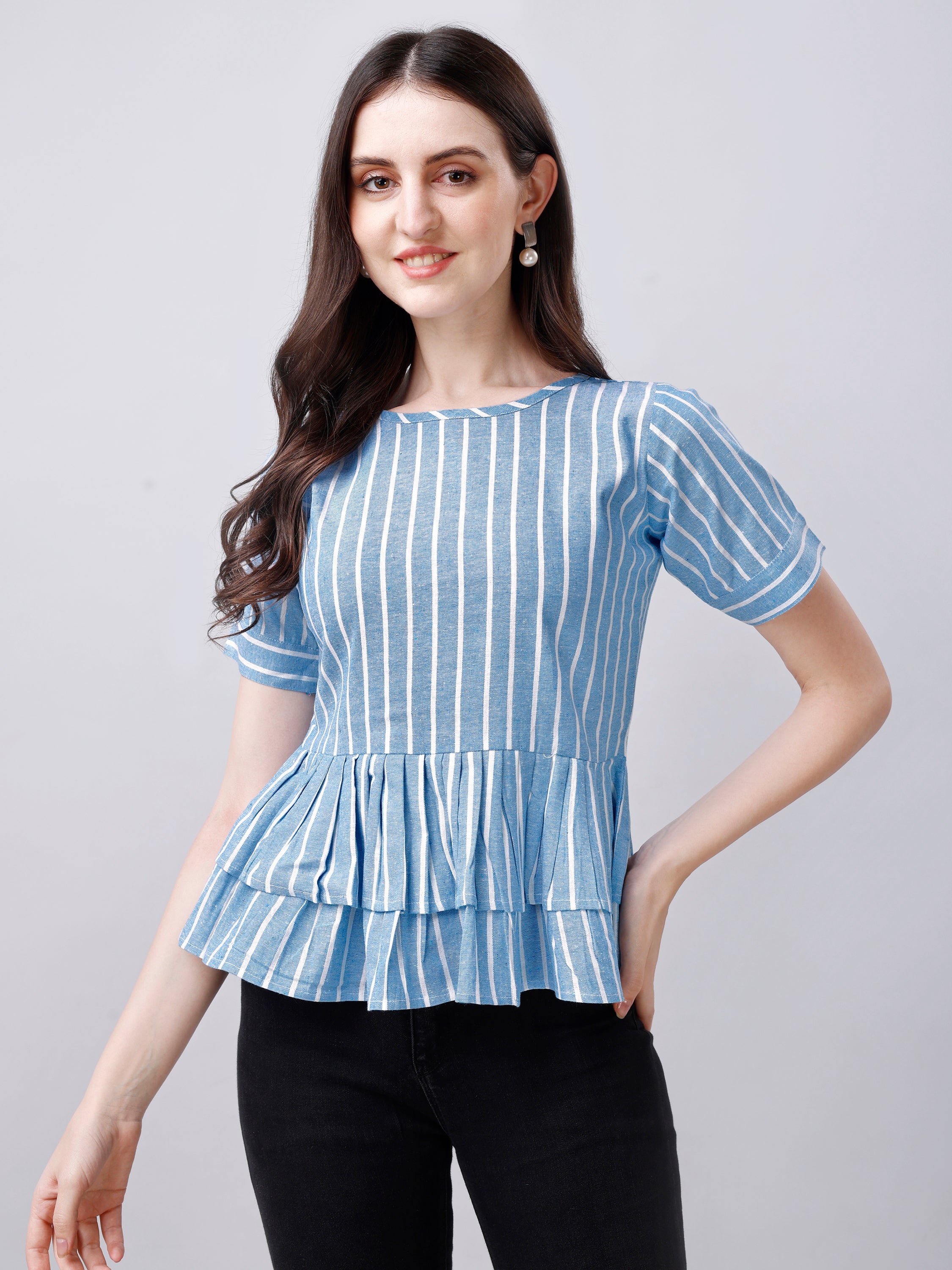 Women Striped Formal Tops