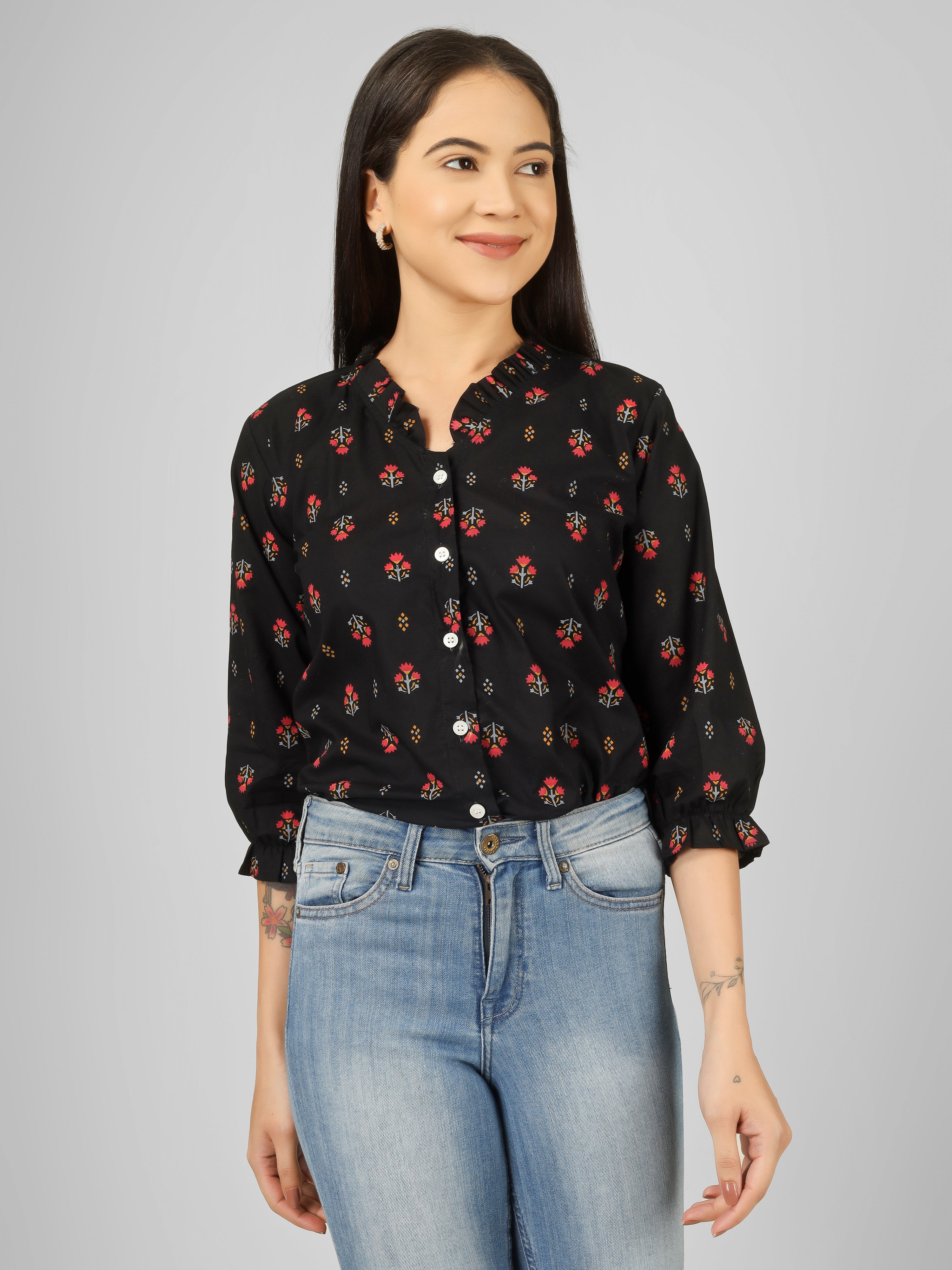 Women Floral Printed Casual Tops