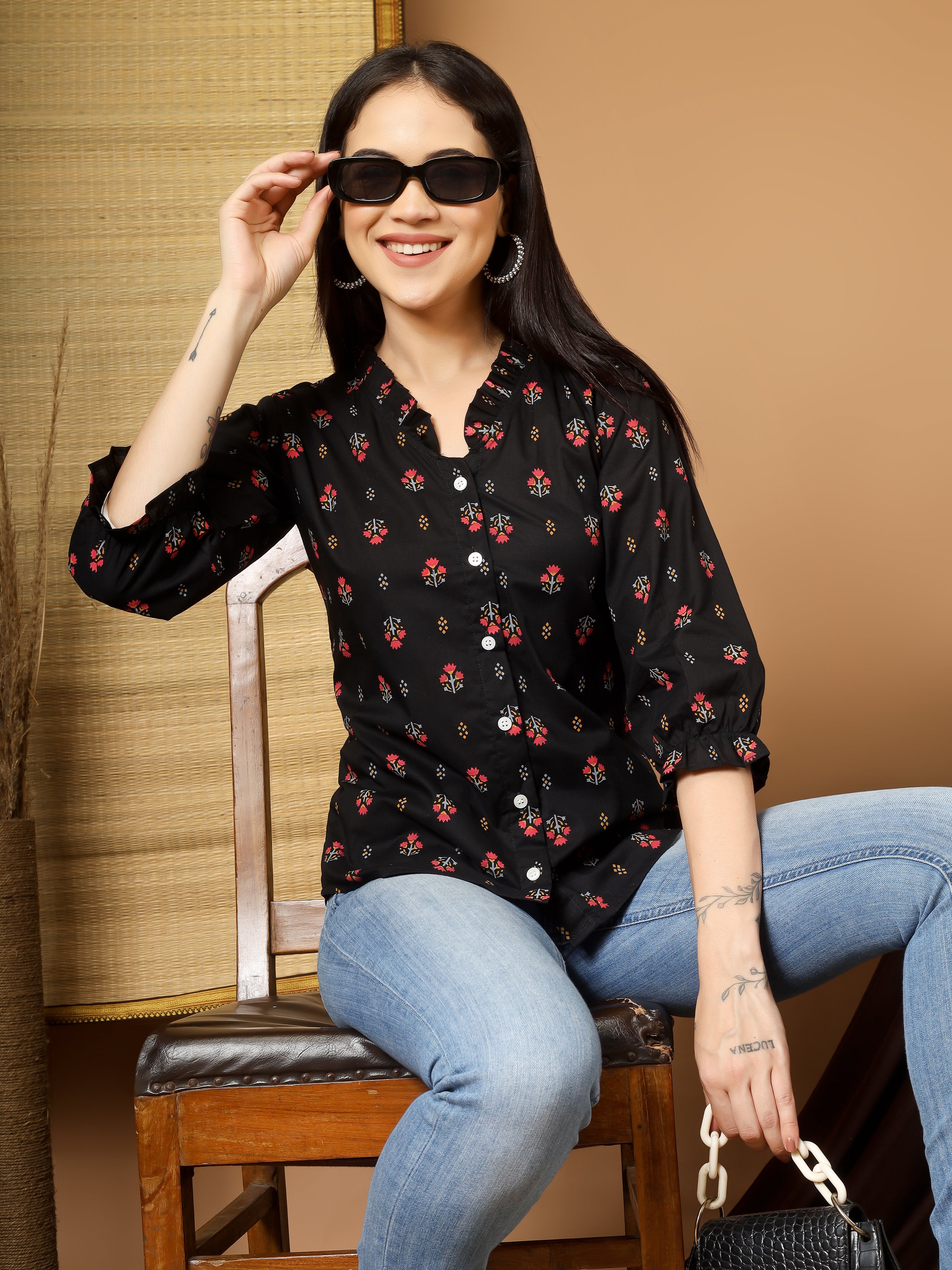Women Floral Printed Casual Tops