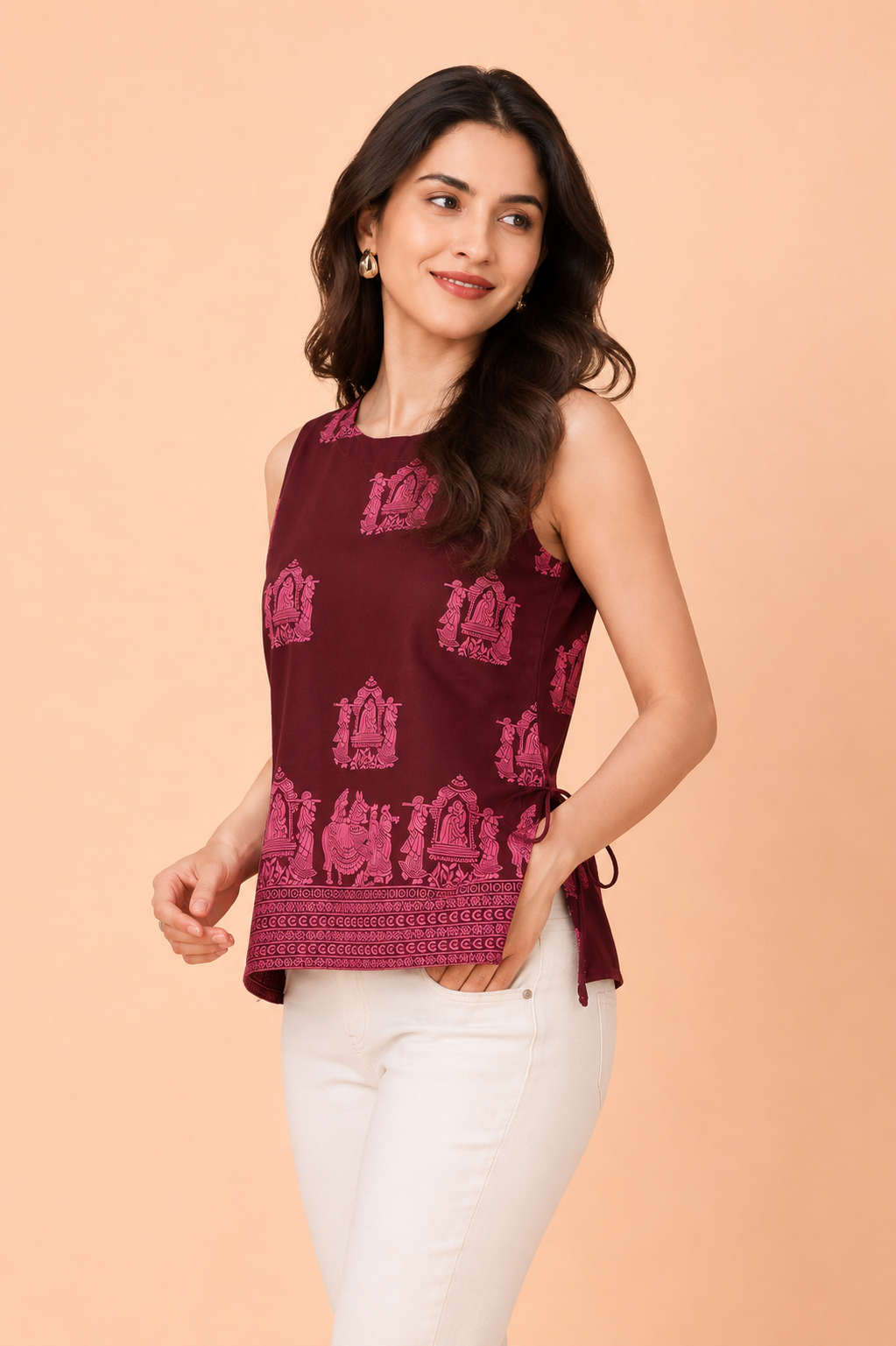 Ethnic Printed Pure Cotton Casual Top