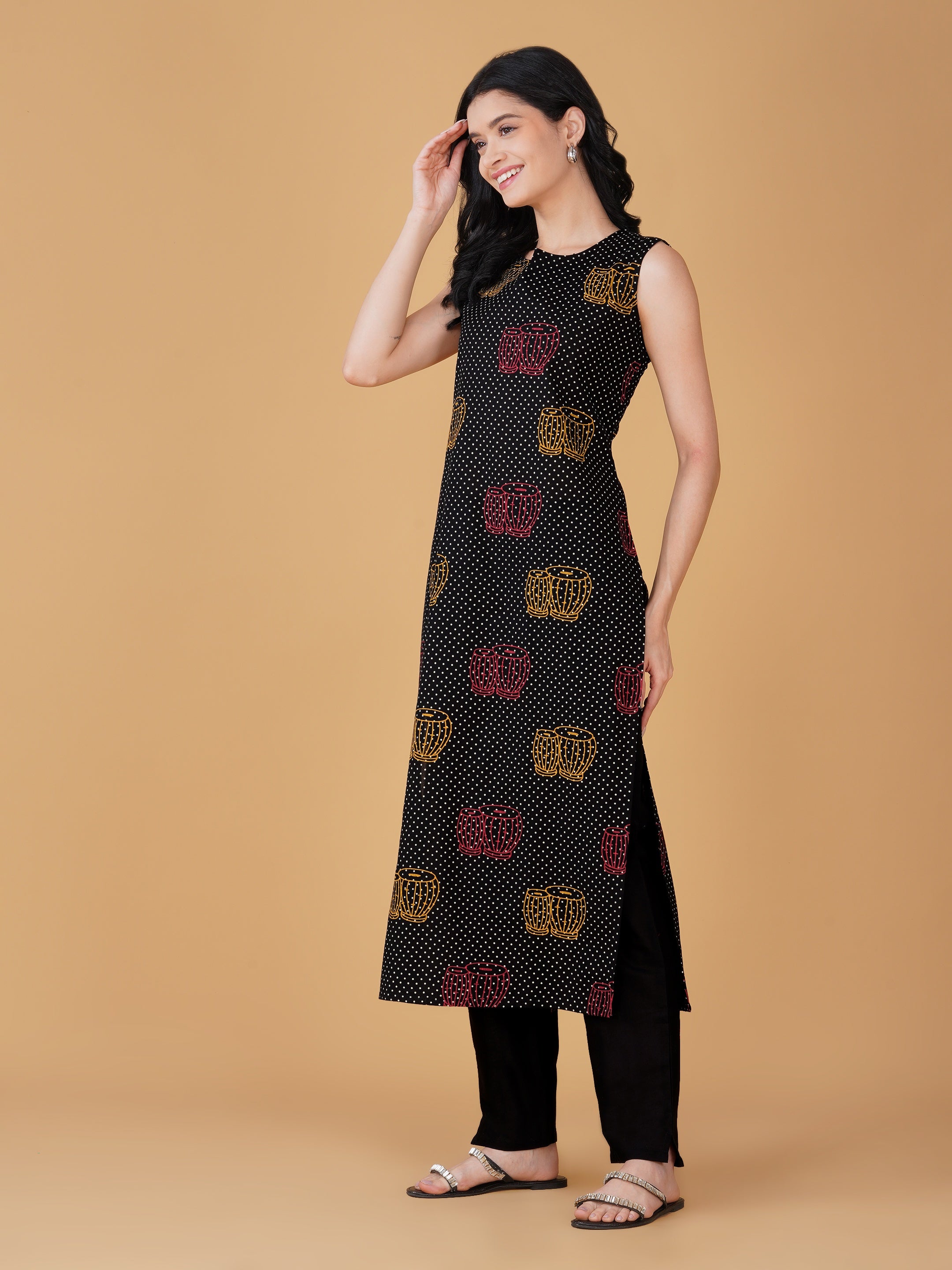 Black Cotton Printed Kurta set