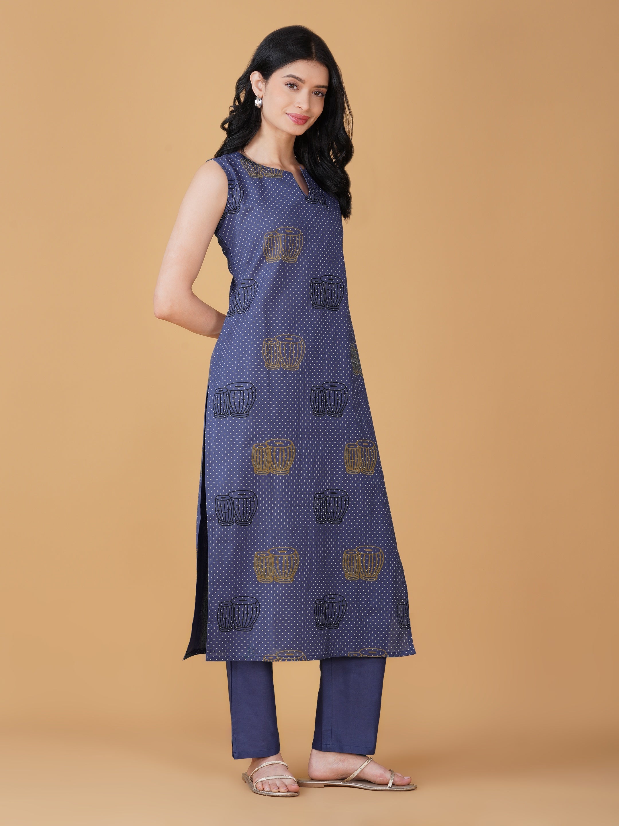 Lavender Cotton Printed Kurta set