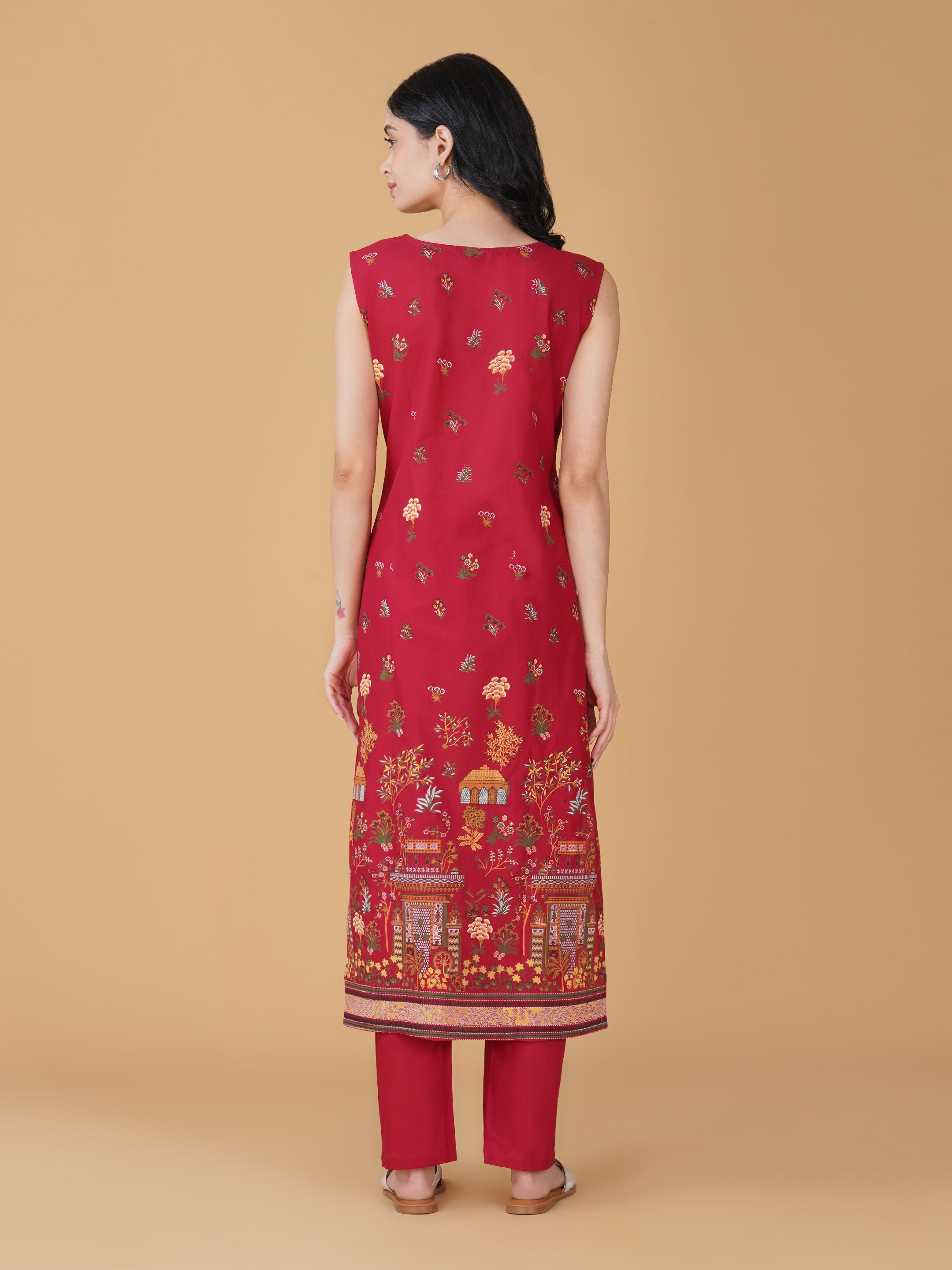 Pink Cotton Printed Kurta set