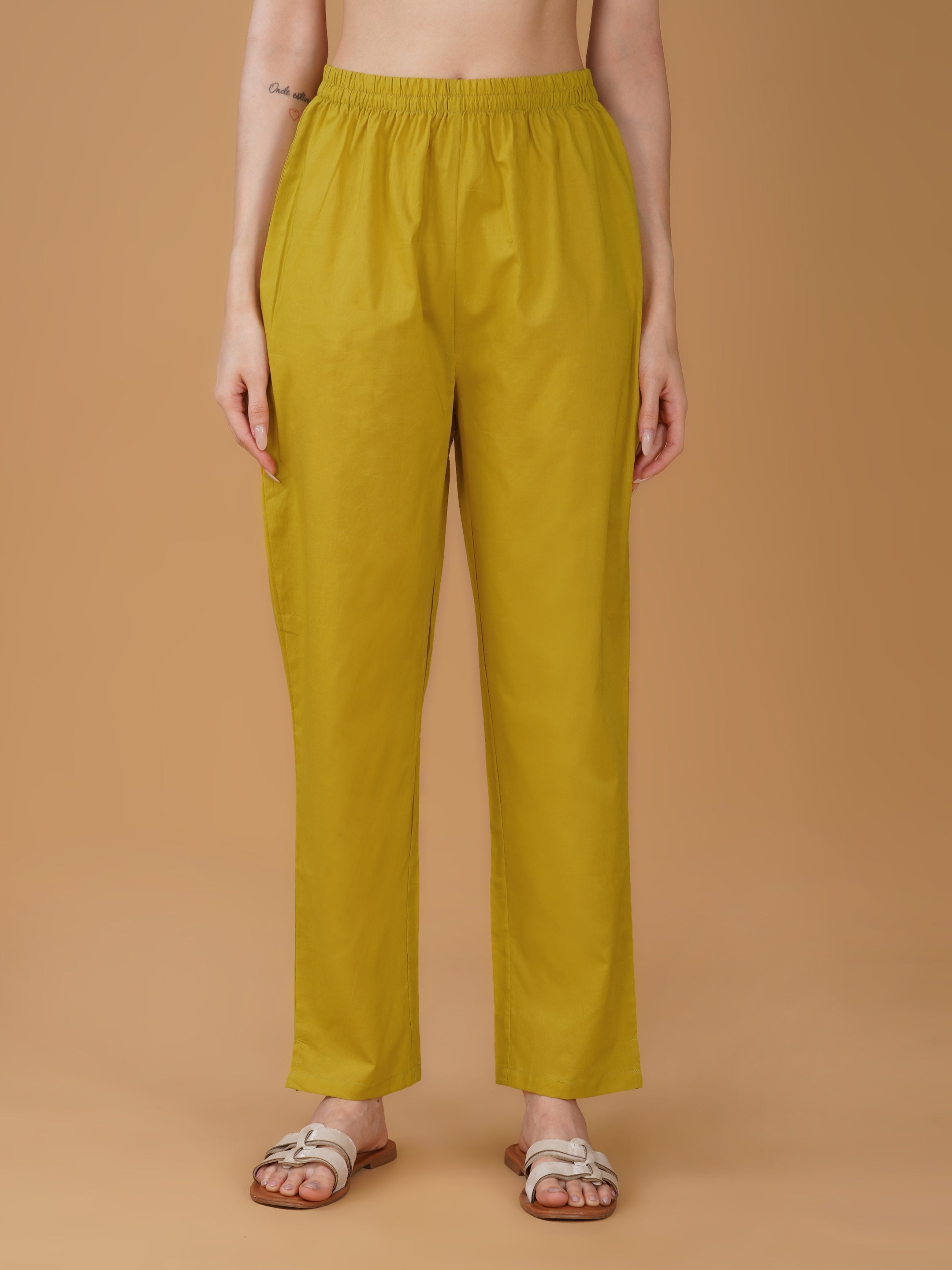 Yellow Cotton Printed Kurta set