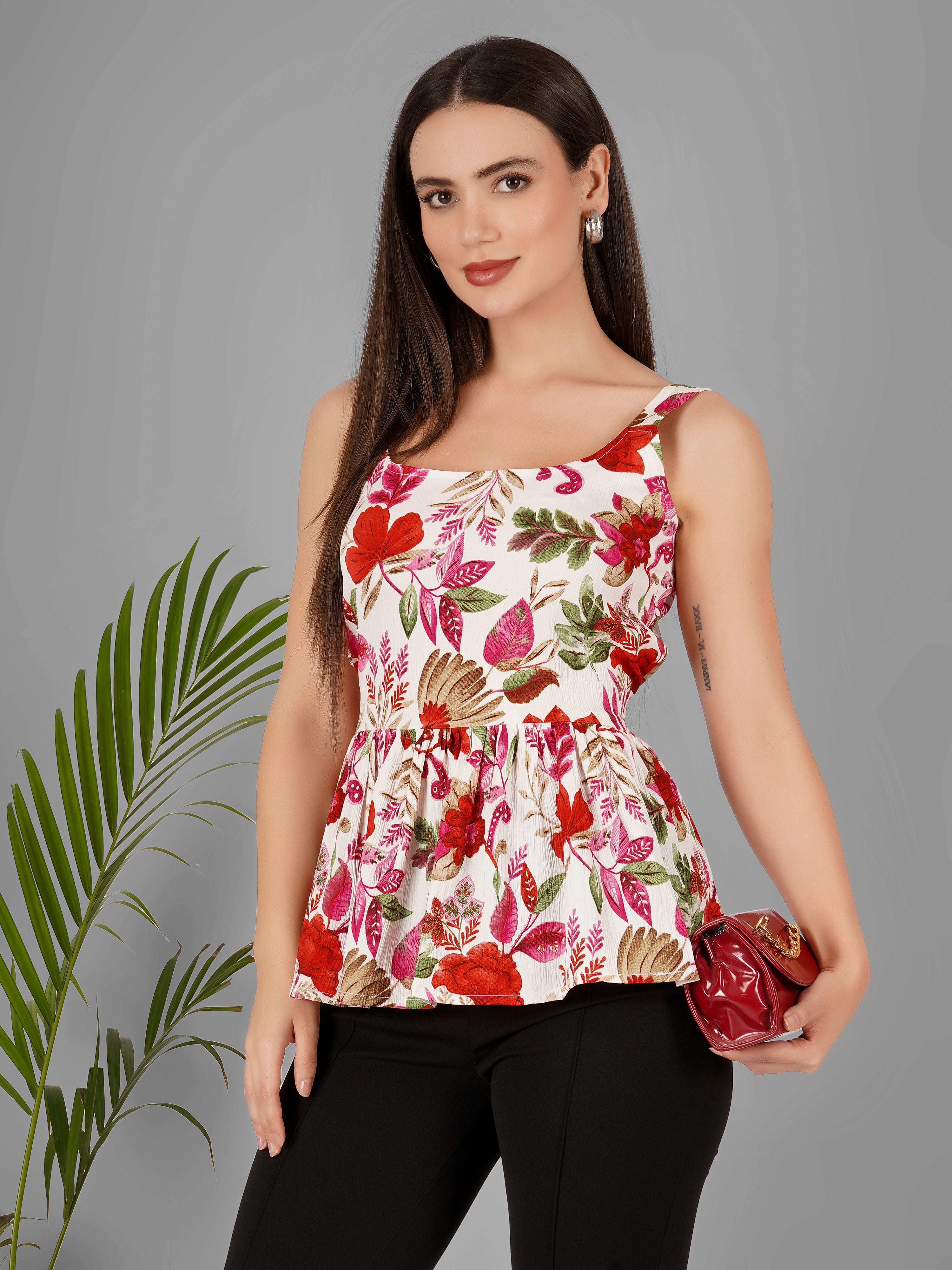Women Floral Printed Beach Wear Tops
