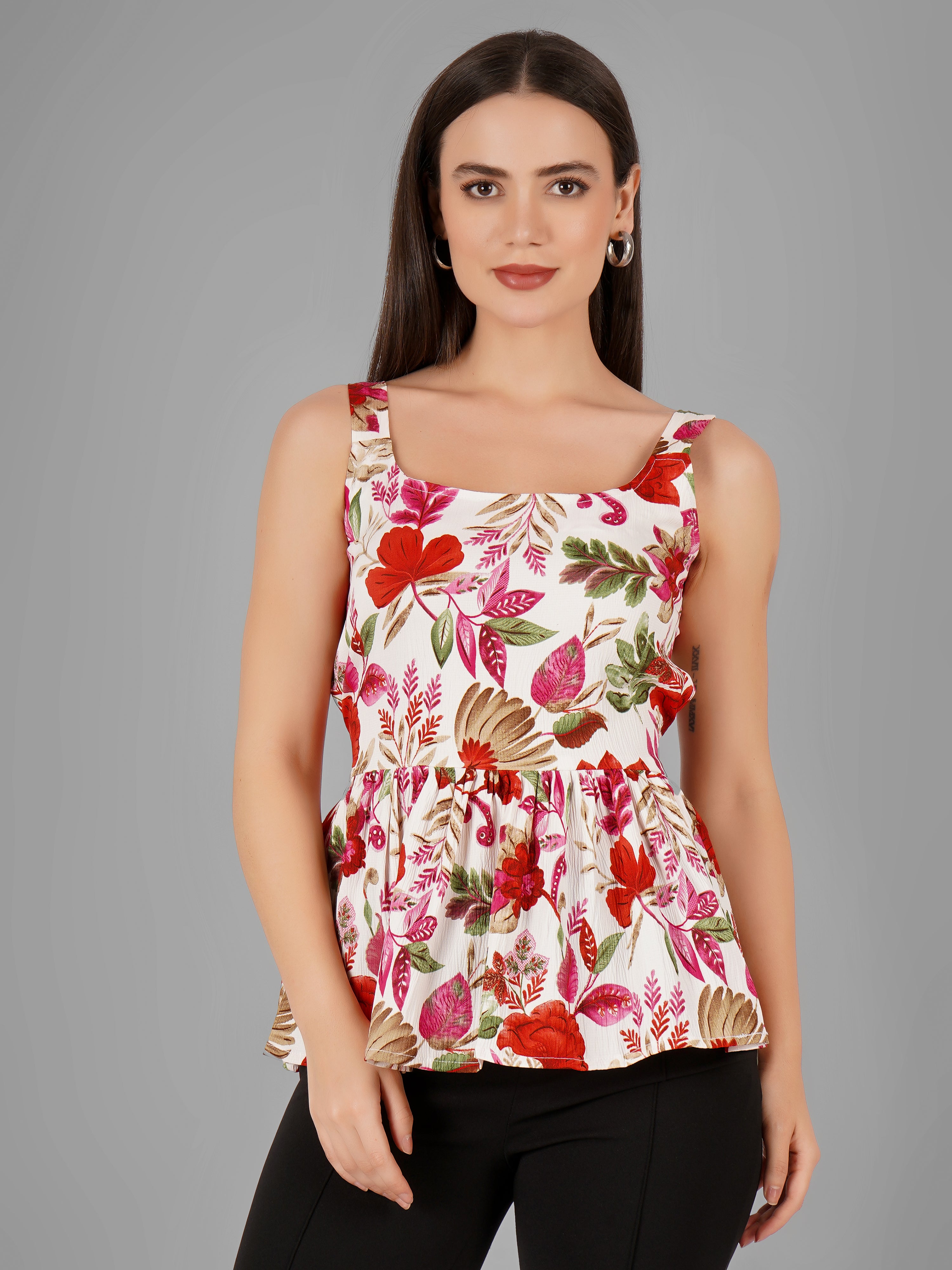 Women Floral Printed Beach Wear Tops