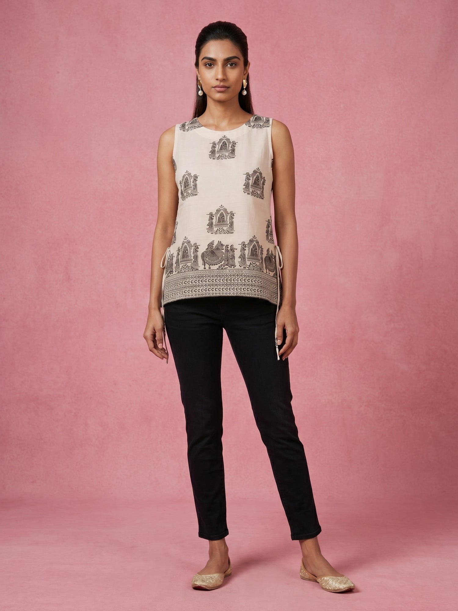 Ethnic Printed Pure Cotton Casual Top